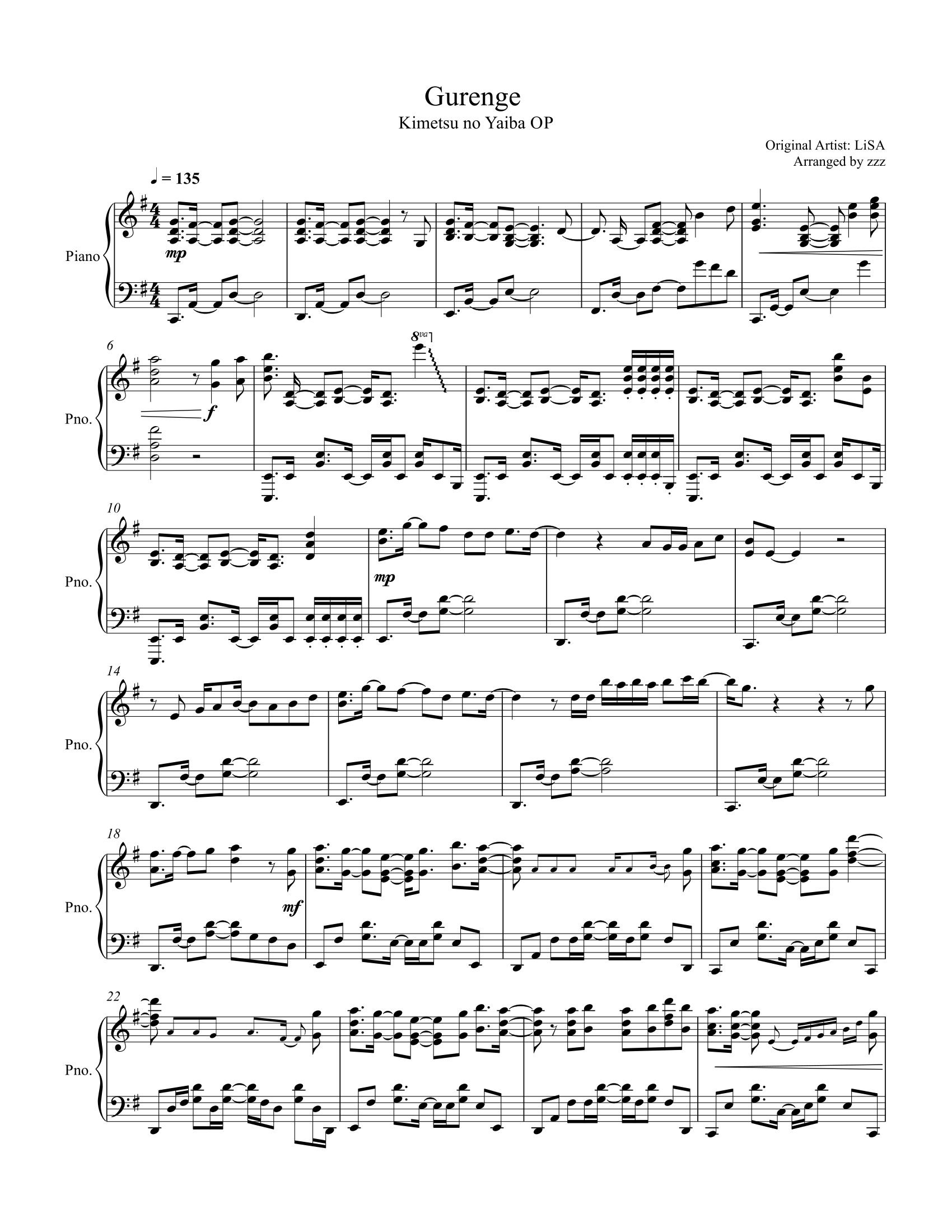 Gurenge free sheet music