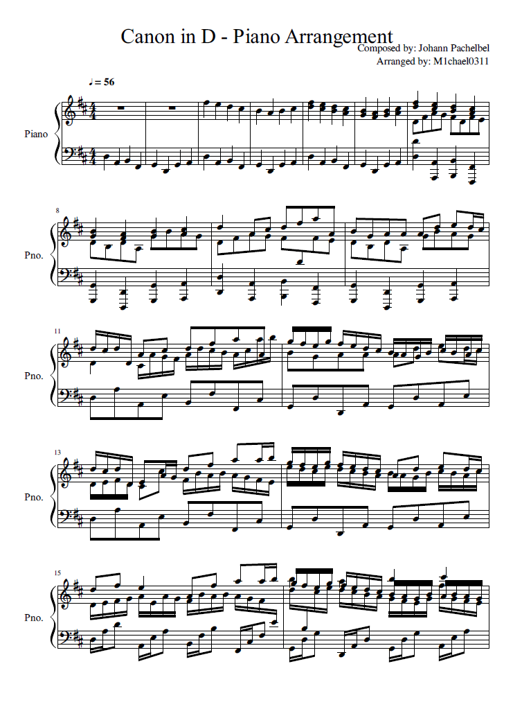 Canon in D - Piano Arrangement