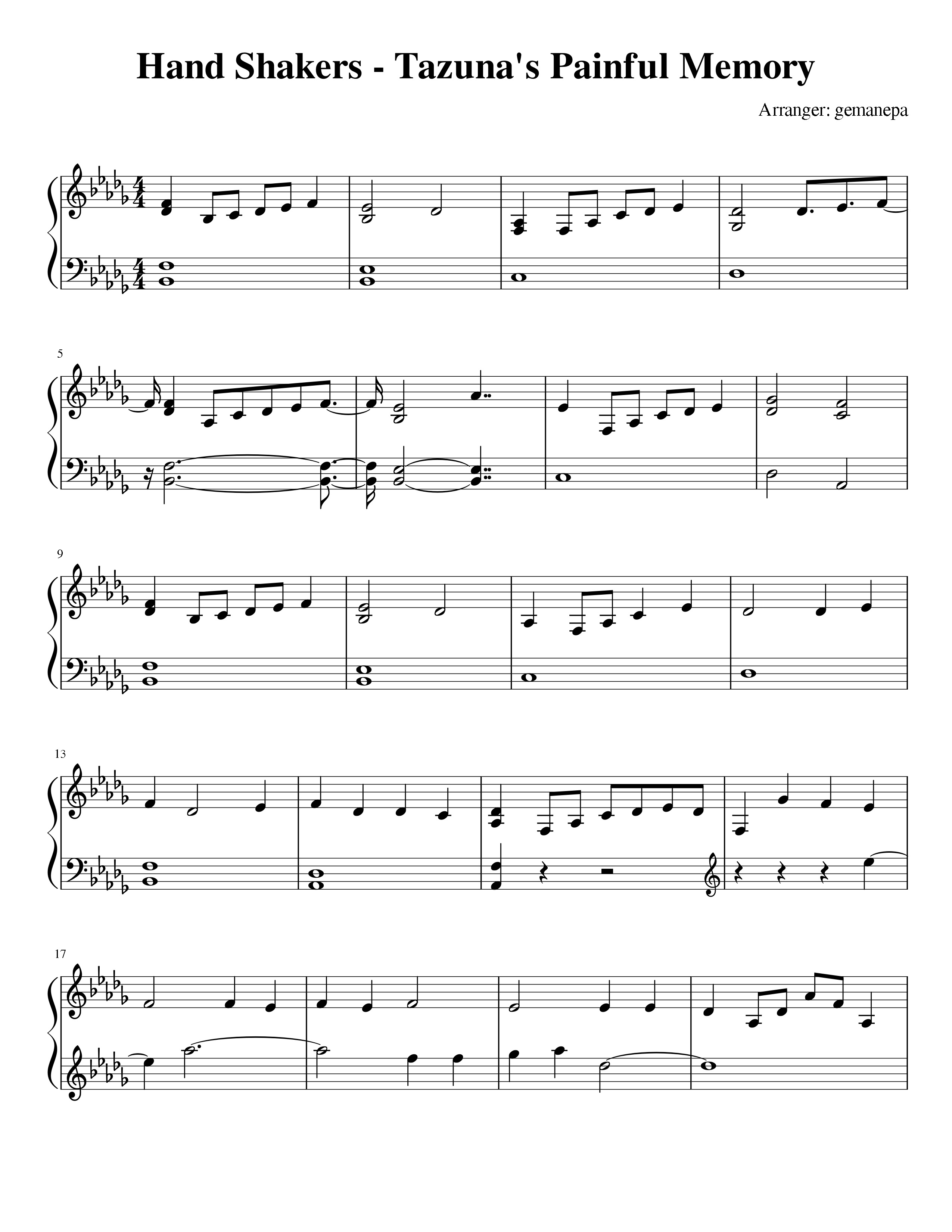 Hand Shakers Episode I OST &quot;Tazuna's Painful Memories&quot; [PIANO]