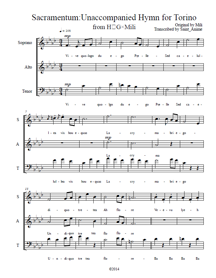Sacramentum: Unaccompanied Hymn for Torino