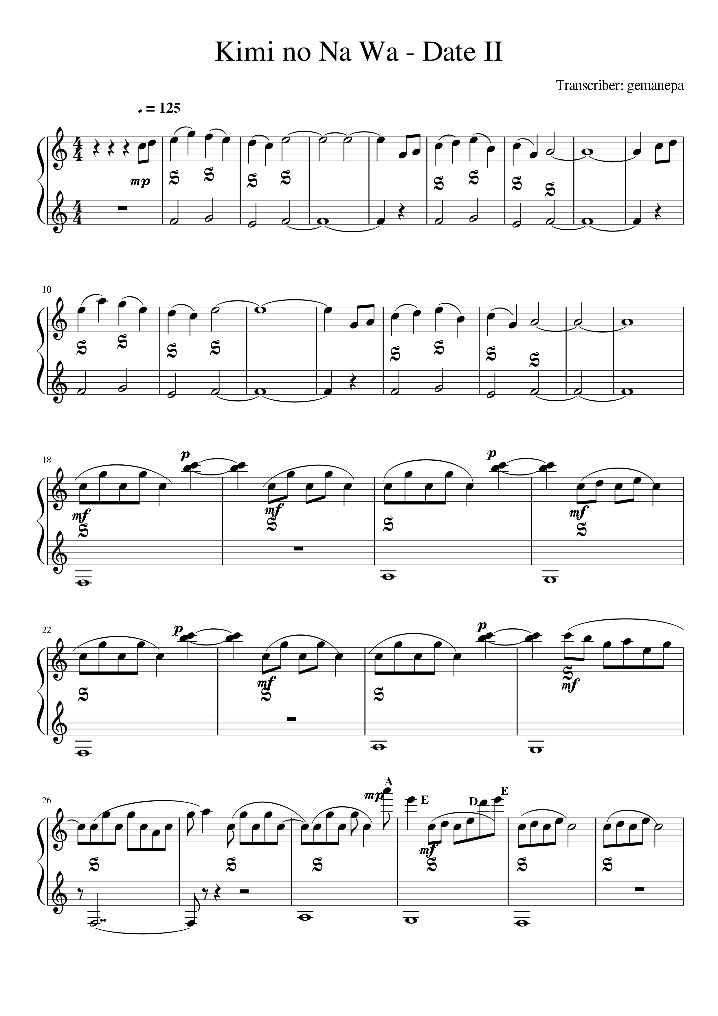 Kimi no Na Wa OST - Date 2 [PIANO]