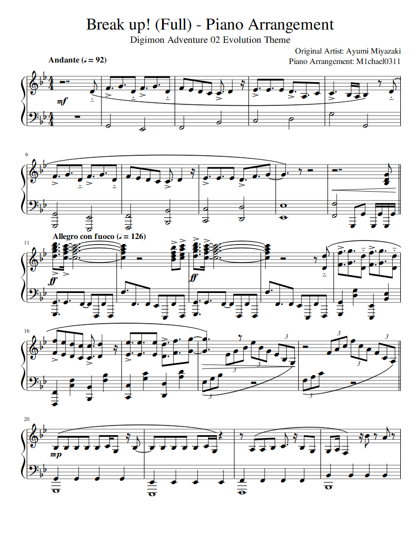 Break up! (Full) - Piano Arrangement