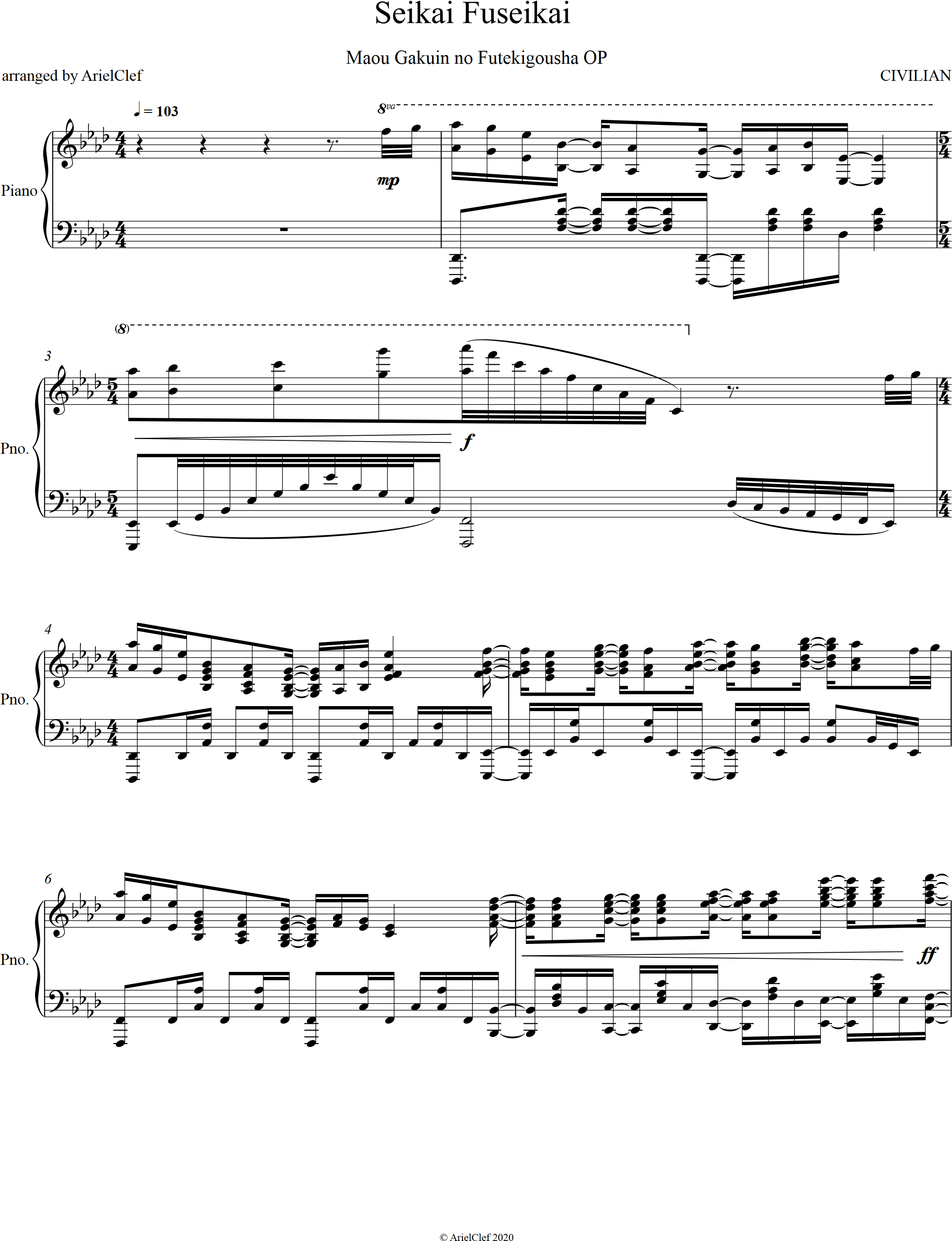 Seikai Fuseikai Full Version OP Piano