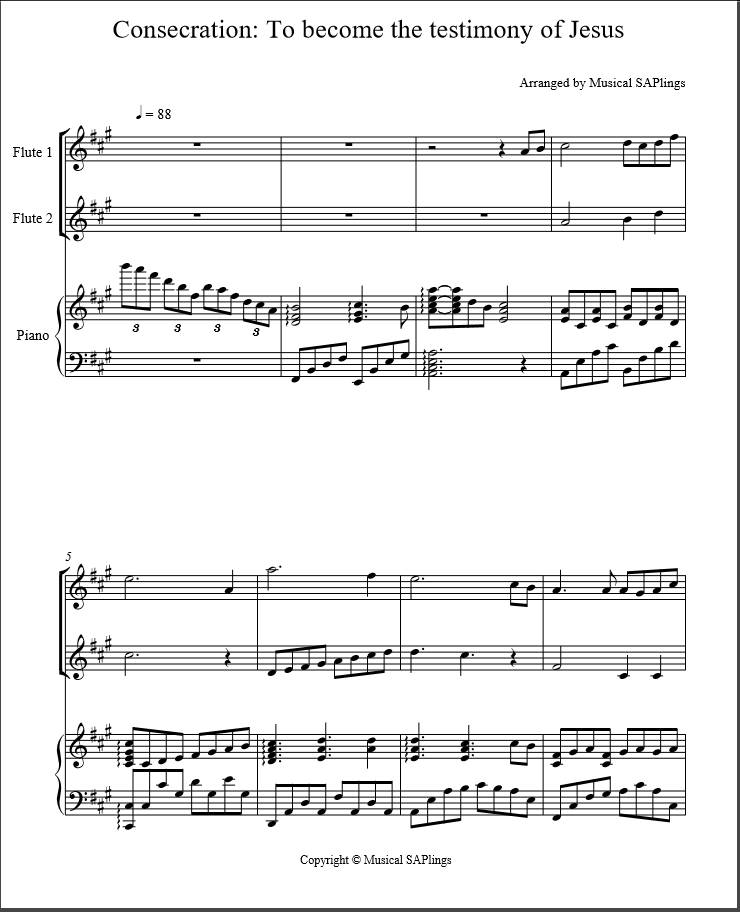 Consecration - To Become the Testimony of Jesus [Flute and Piano Cover]