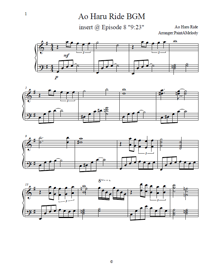 Ao haru Ride Episode 8 BGM
