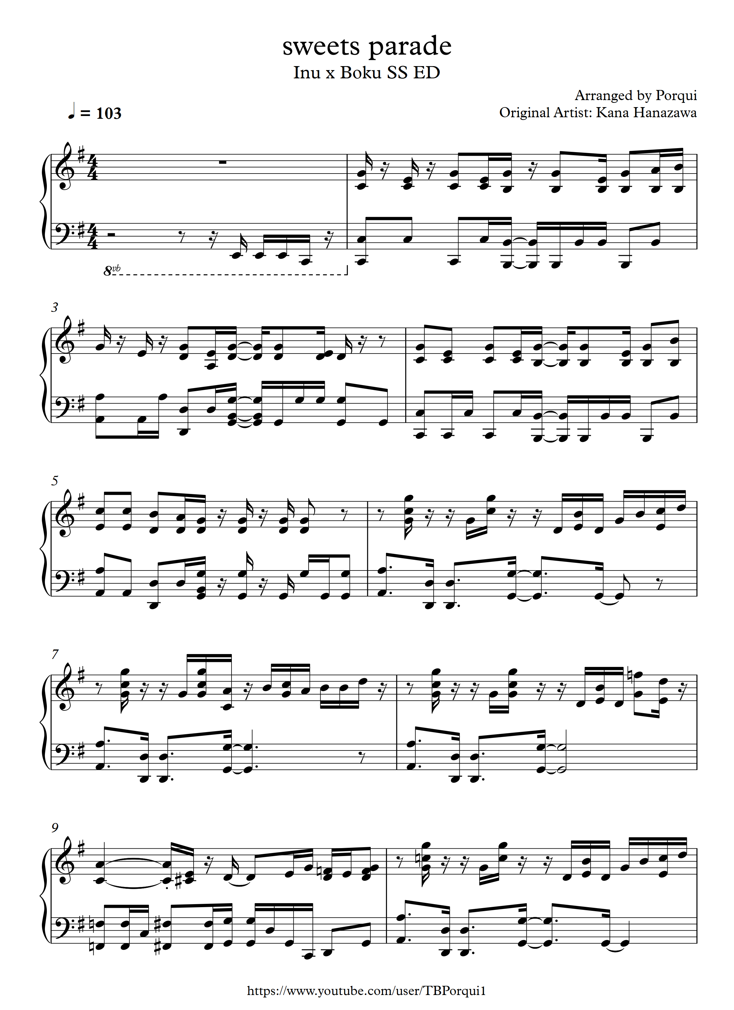 sweets parade – Inu x Boku SS sheet music | Sheethost