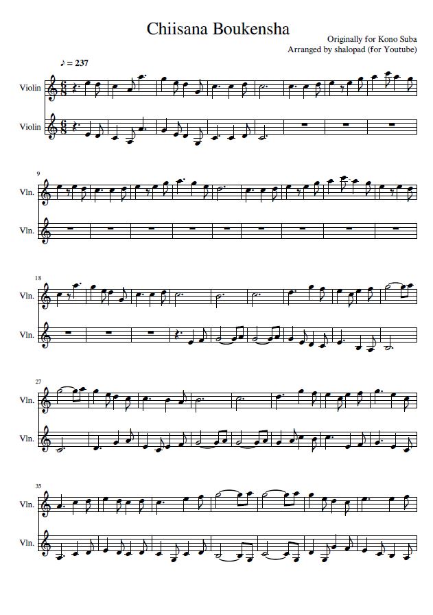 Chiisana Boukensha – Kono Subarashii Sekai ni Shukufuku wo! sheet music ...