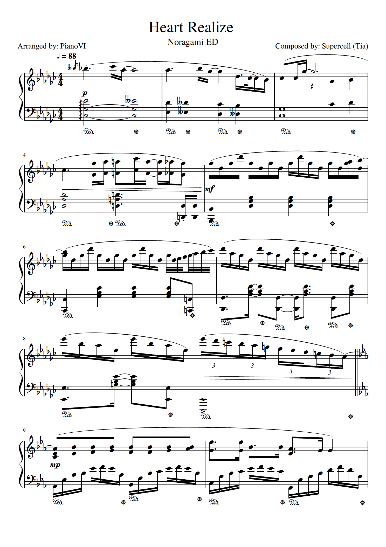 Heart Realize – Noragami ED sheet music | Sheethost