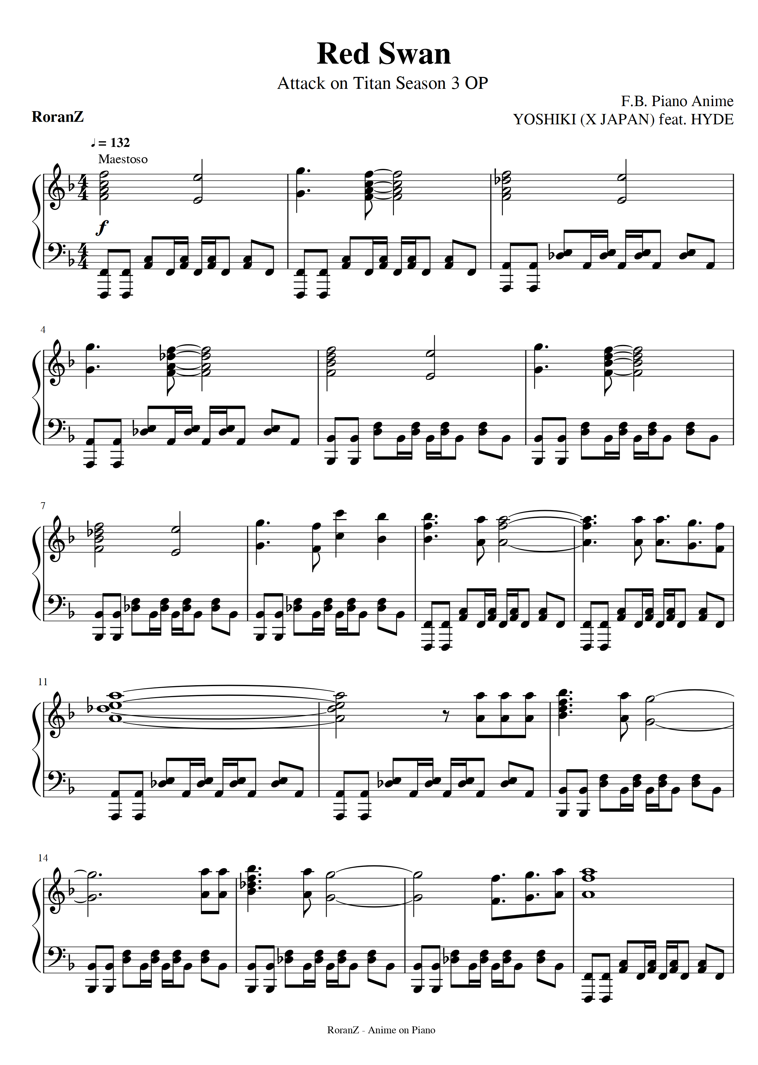 Red Swan Attack on Titan Season 3 OP sheet music Sheethost