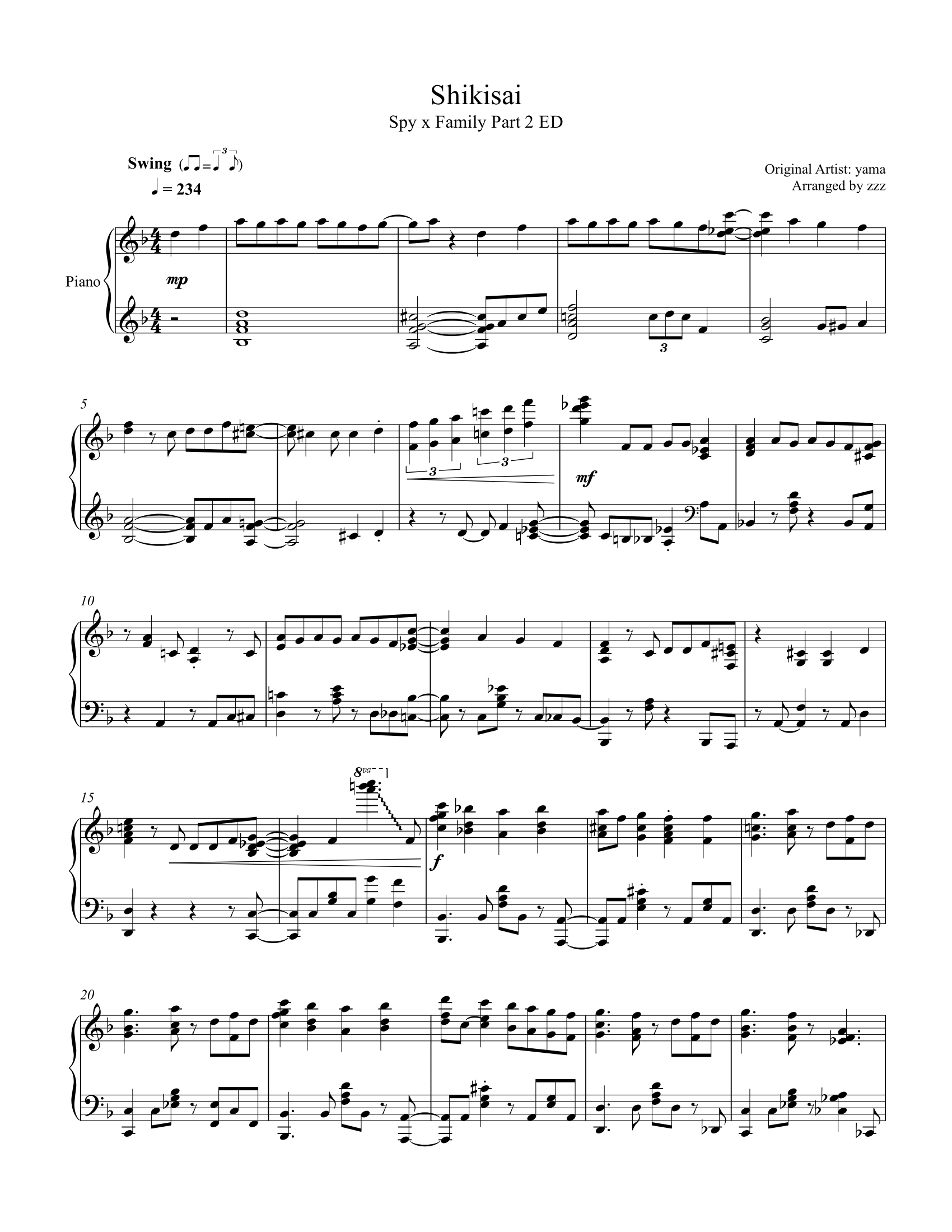 Shikisai Spy x Family Part 2 sheet music Sheethost