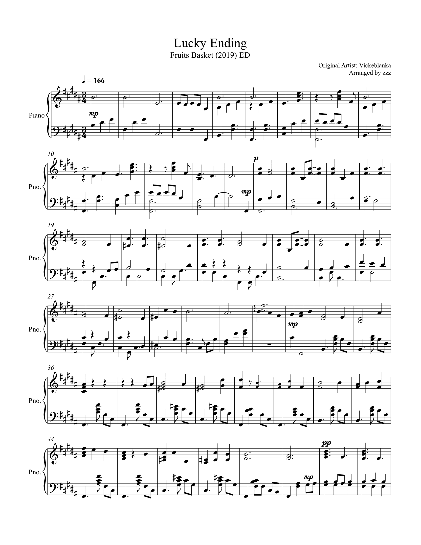 Lucky Ending Fruits Basket (2019) sheet music Sheethost