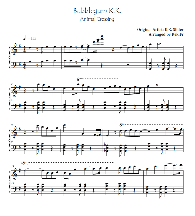 Bubblegum K.K. Animal Crossing sheet music Sheethost