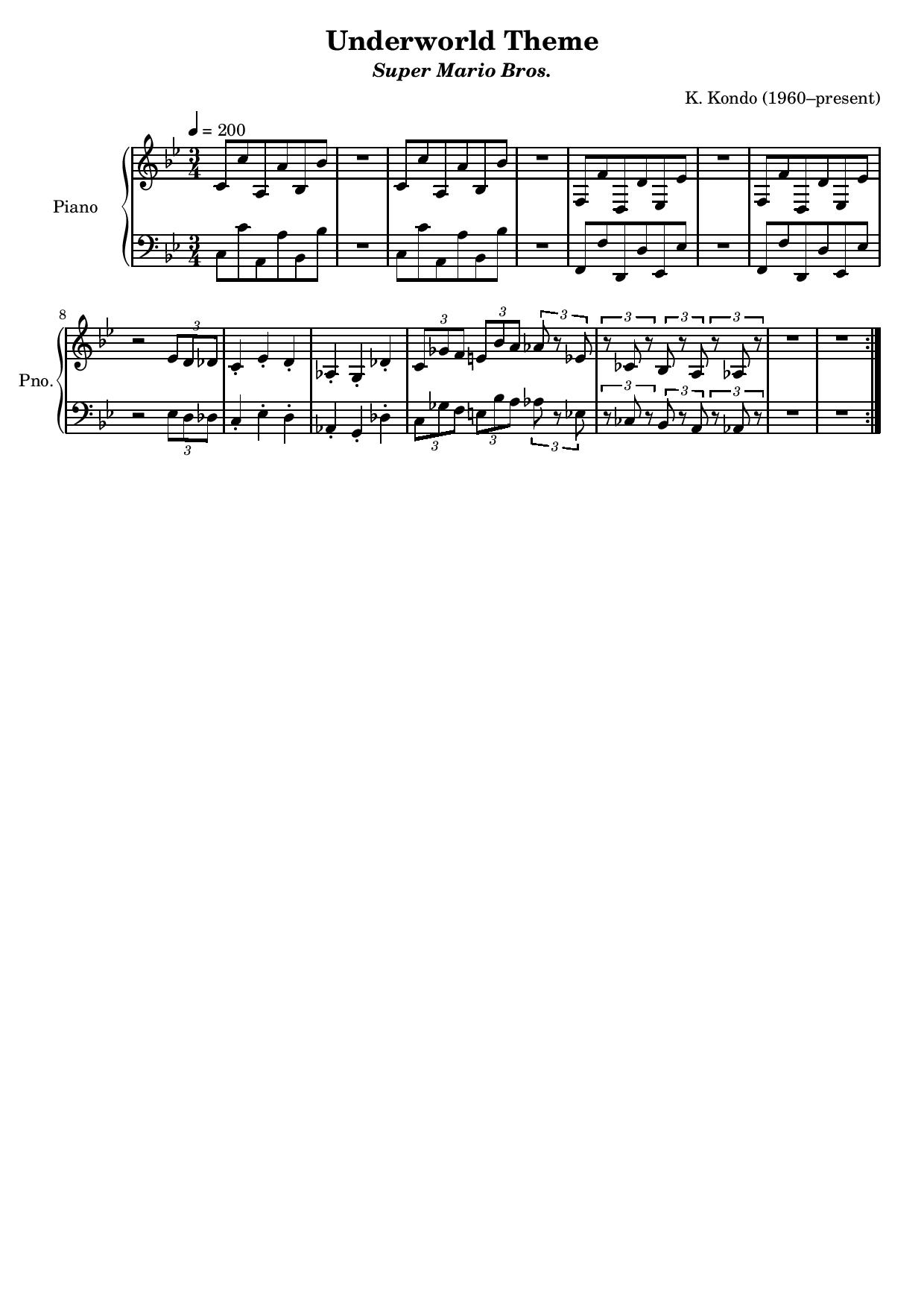Underworld Theme – Super Mario Bros. sheet music | Sheethost