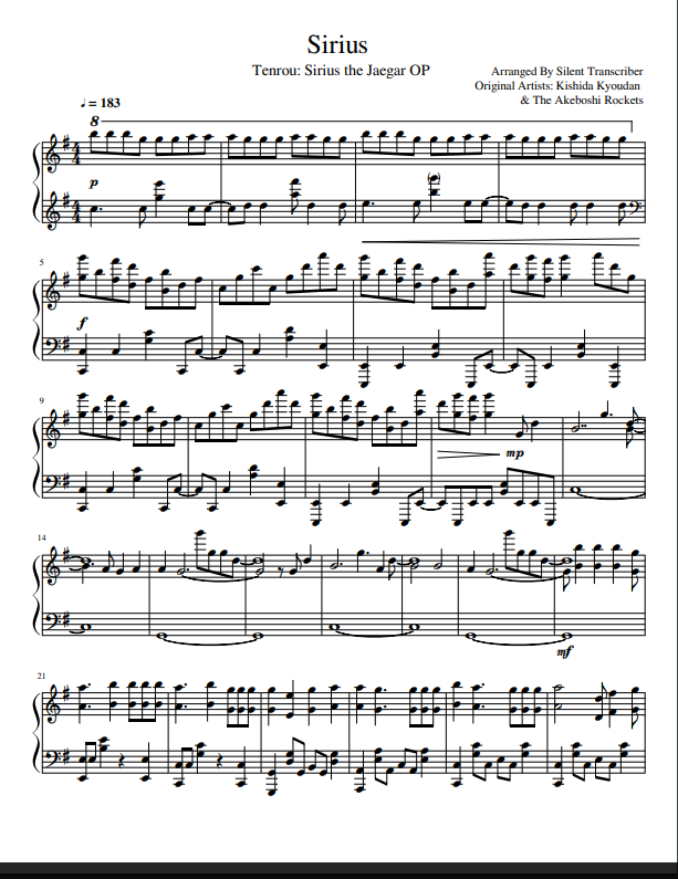 Sirius – Tenrou: Sirius the Jaegar sheet music | Sheethost