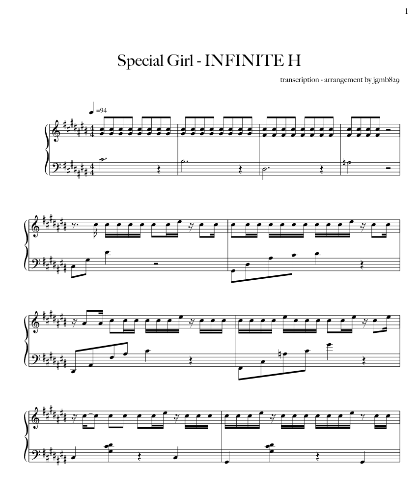 Special Girl Infinite H sheet music Sheethost
