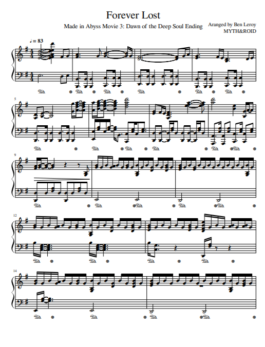 Forever Lost – Made in Abyss Movie 3: Dawn of the Deep Soul sheet music