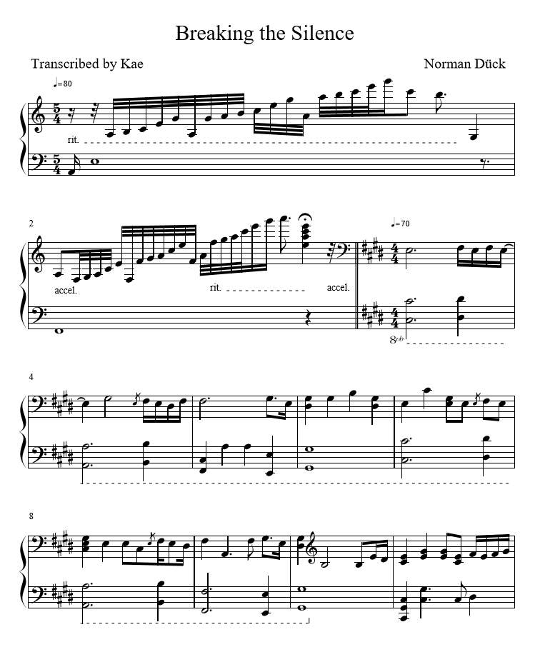 Breaking The Silence Sheet Music | Sheethost