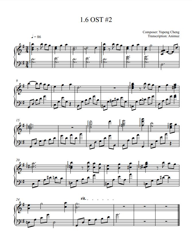 Genshin 1.6 OST #2 – Genshin Impact sheet music | Sheethost