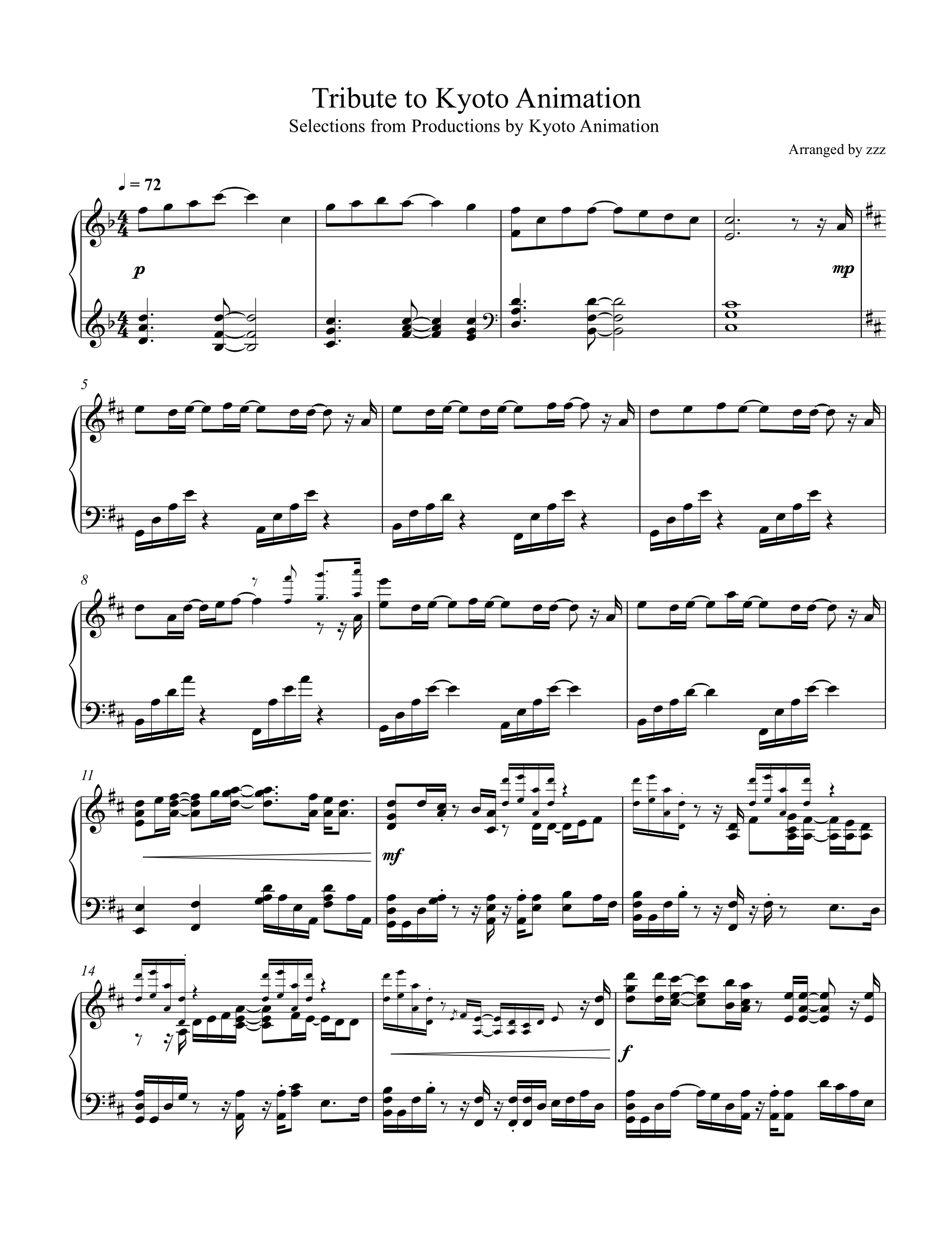 Tribute to Kyoto Animation – Various Anime sheet music | Sheethost