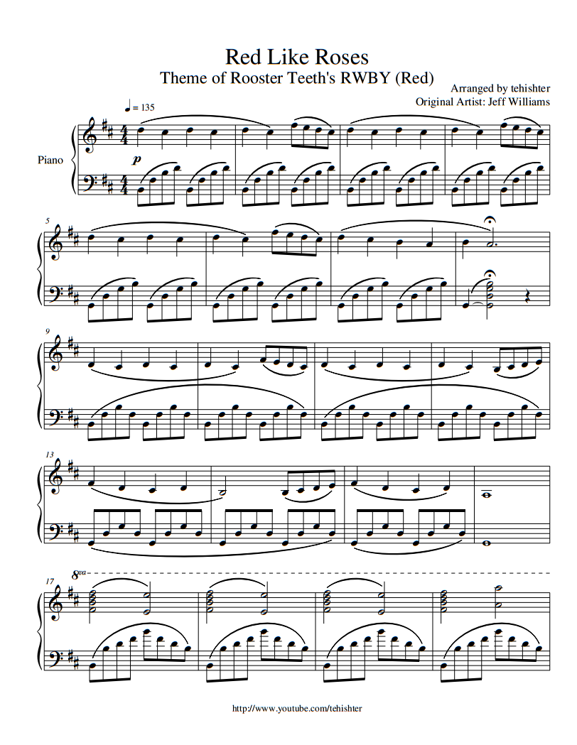 Red Like Roses – RWBY sheet music | Sheethost