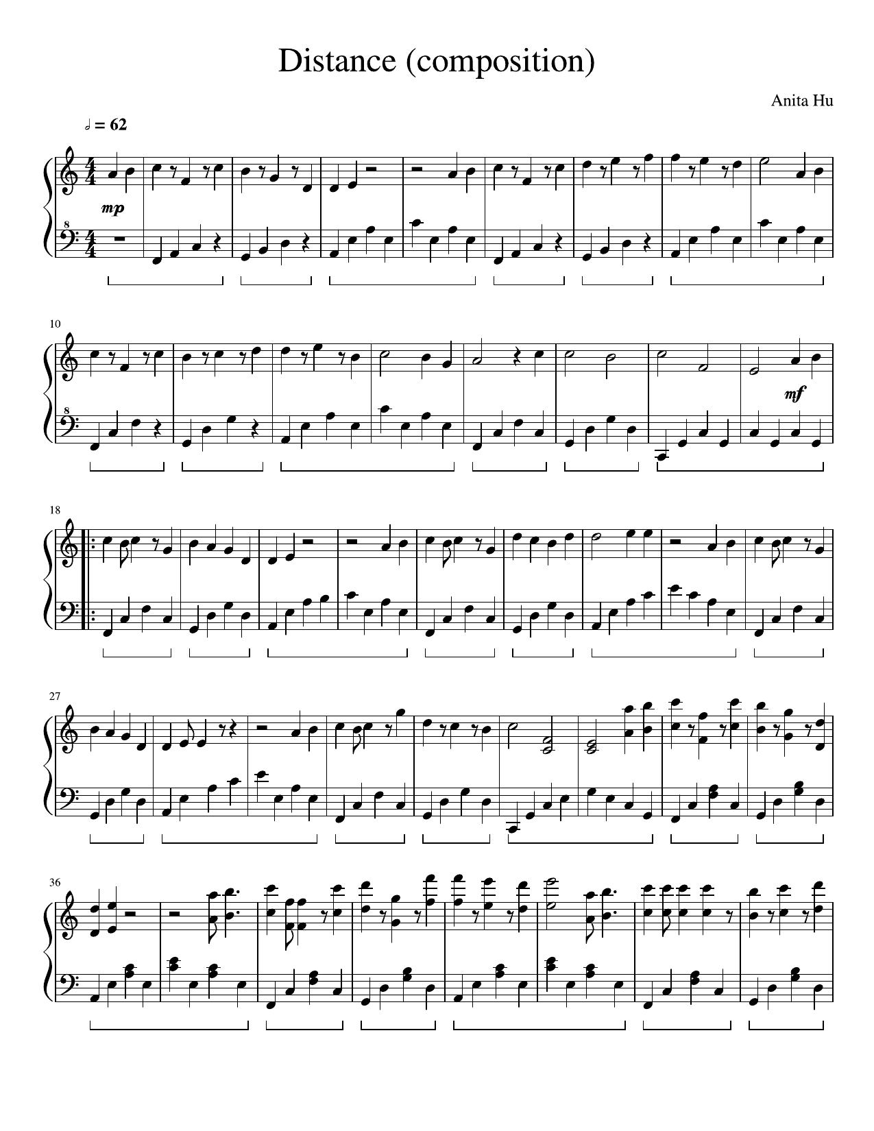 Distance sheet music | Sheethost