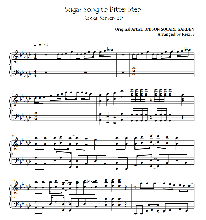 Sugar Song to Bitter Step – Kekkai Sensen sheet music | Sheethost