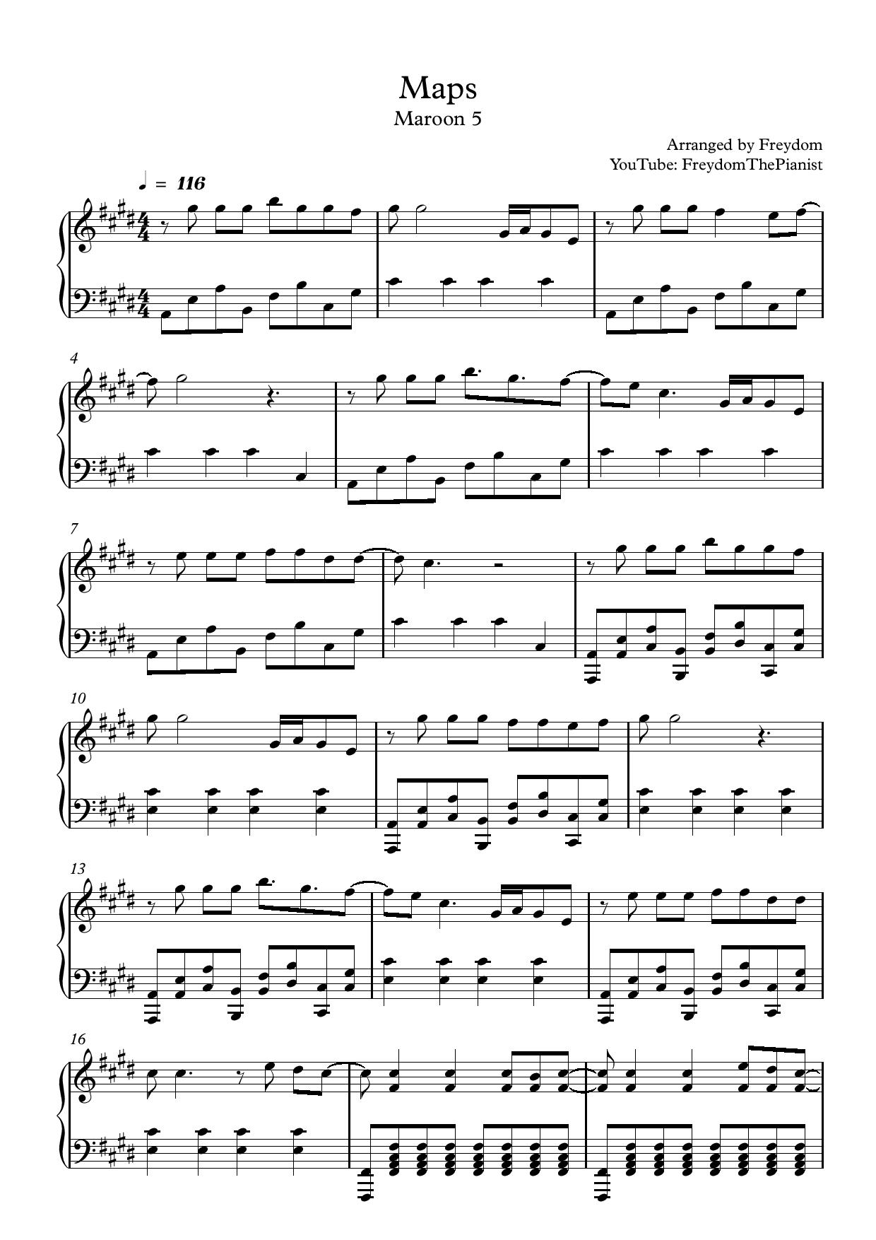 Maps – Maroon 5 sheet music | Sheethost