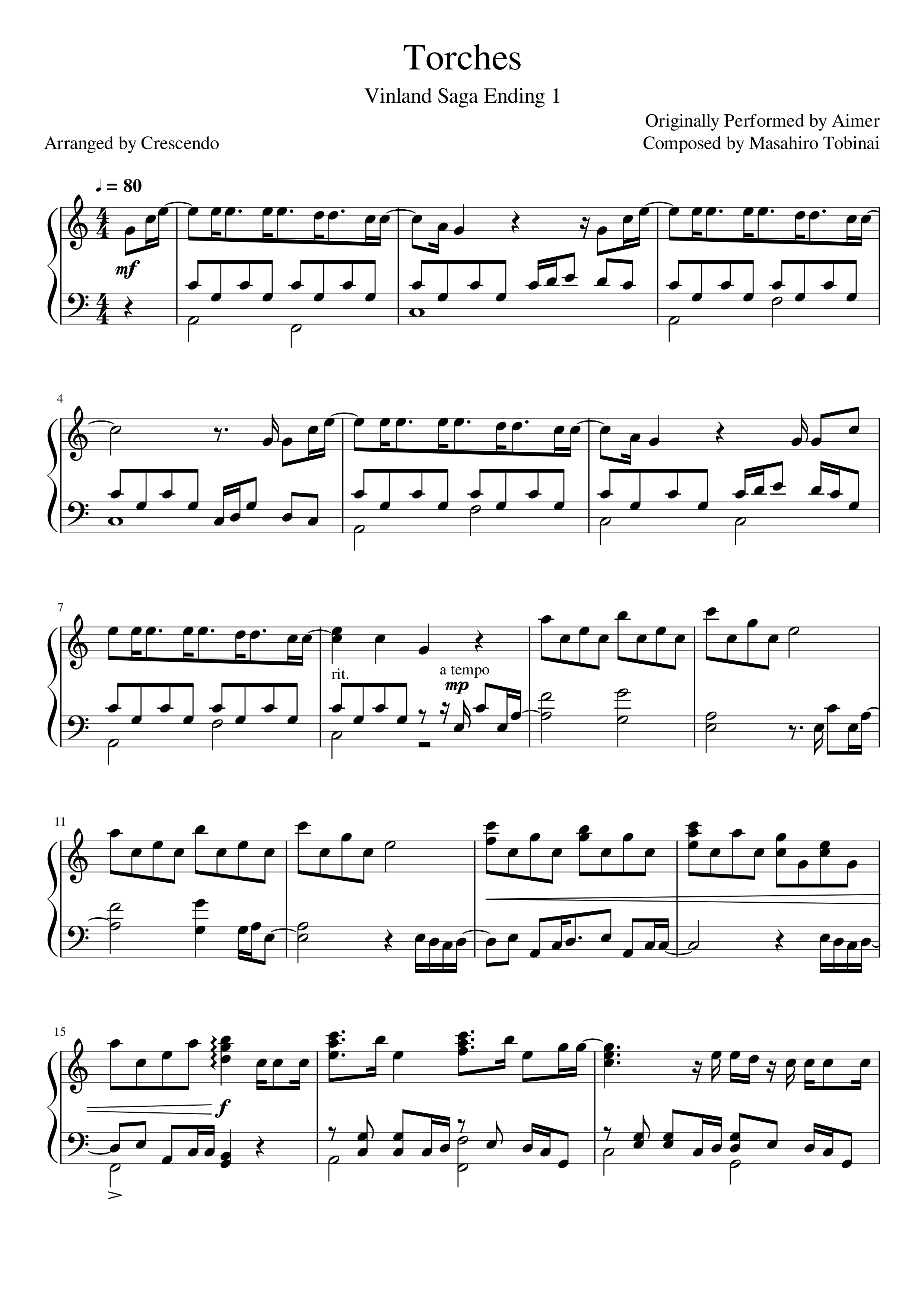 Torches Vinland Saga sheet music Sheethost