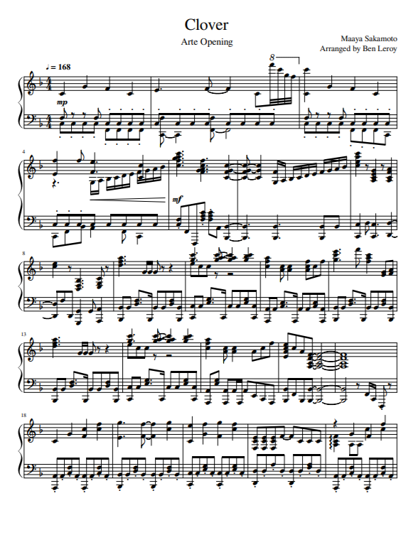 Clover – Arte sheet music | Sheethost