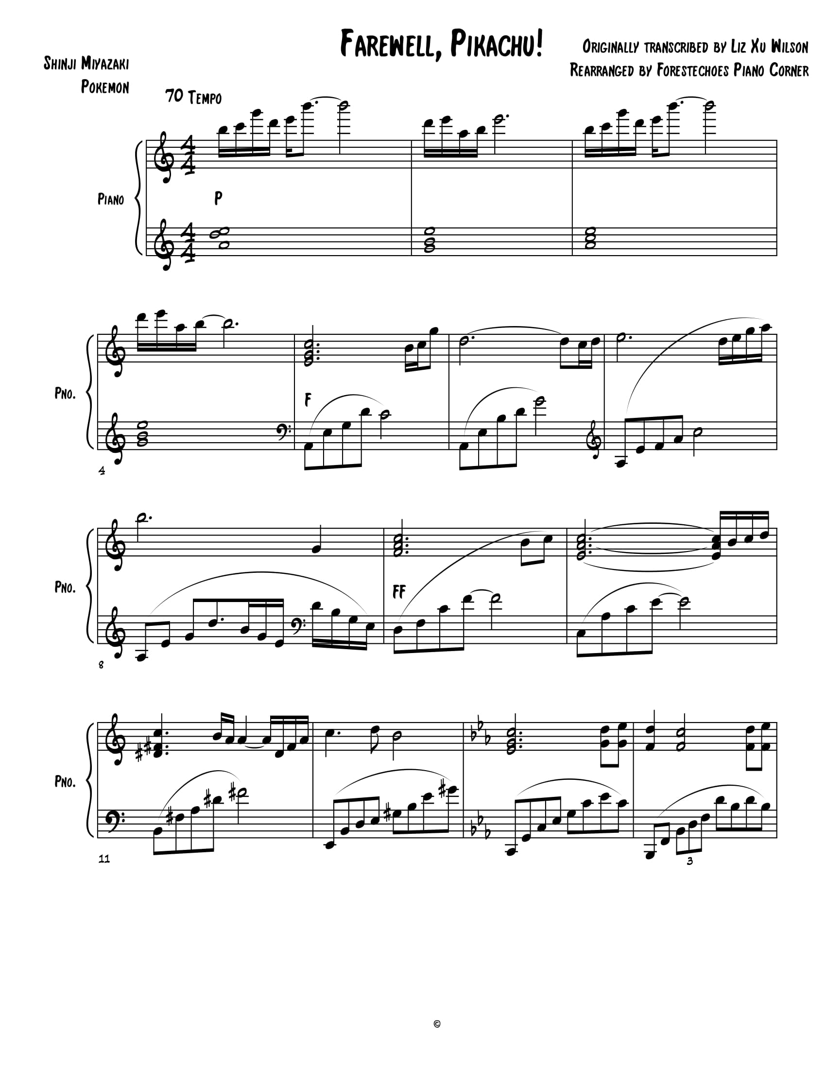 Farewell, Pikachu! Tears after the cloudy weather – pokemon sheet music | Sheethost