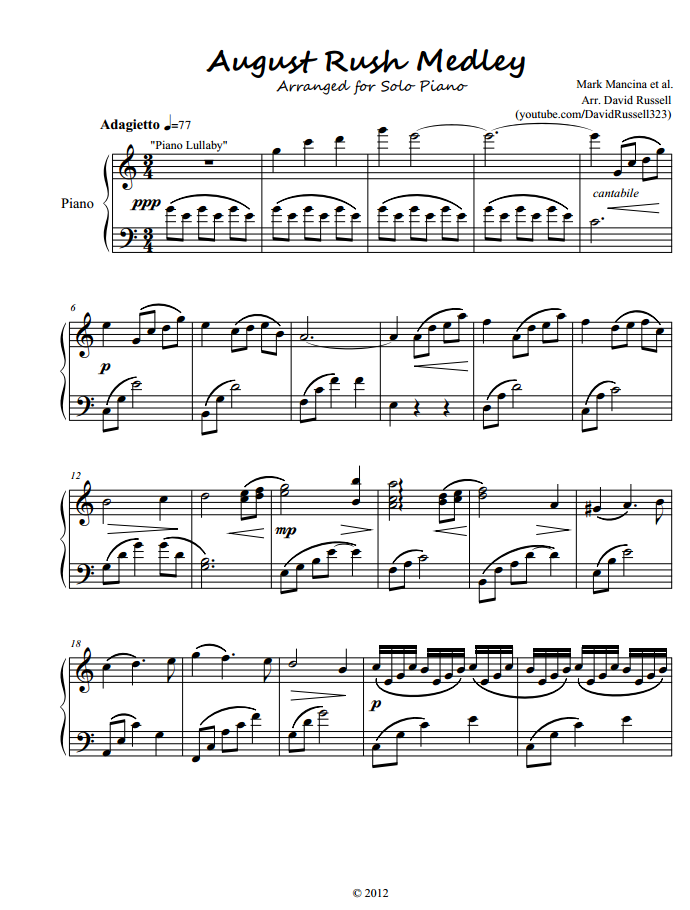 Rush e piano sheets