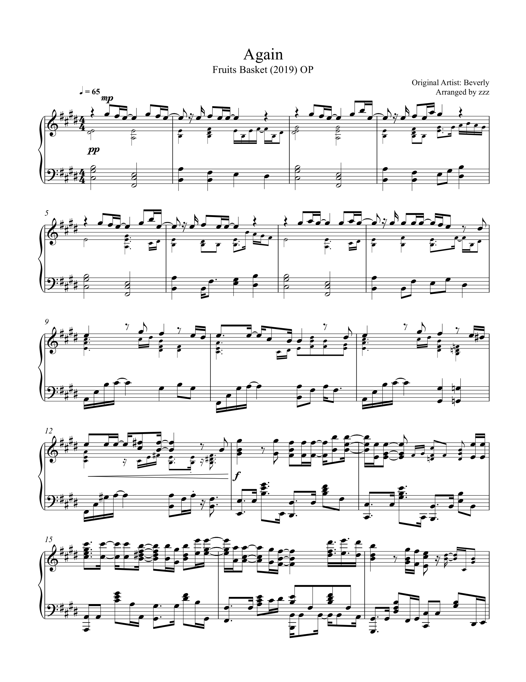 Again Fruits Basket (2019) sheet music Sheethost