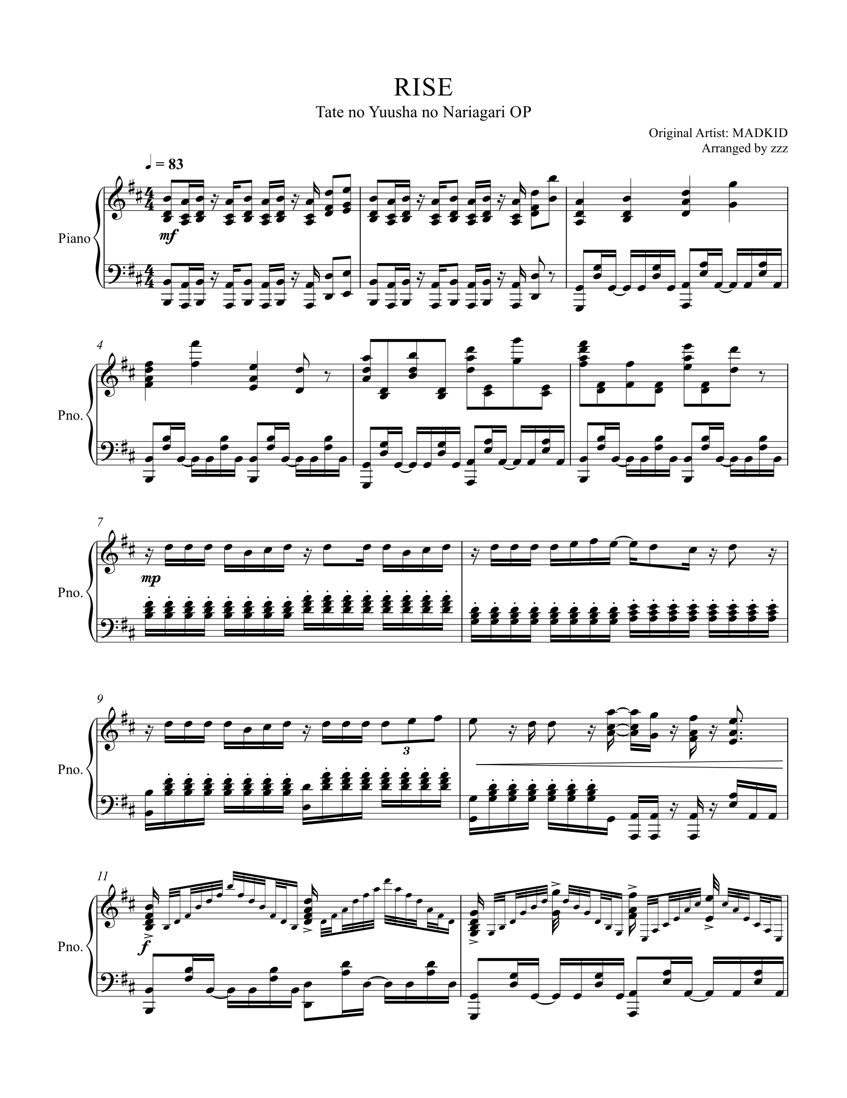 RISE (Full) – Tate no Yuusha no Nariagari sheet music | Sheethost