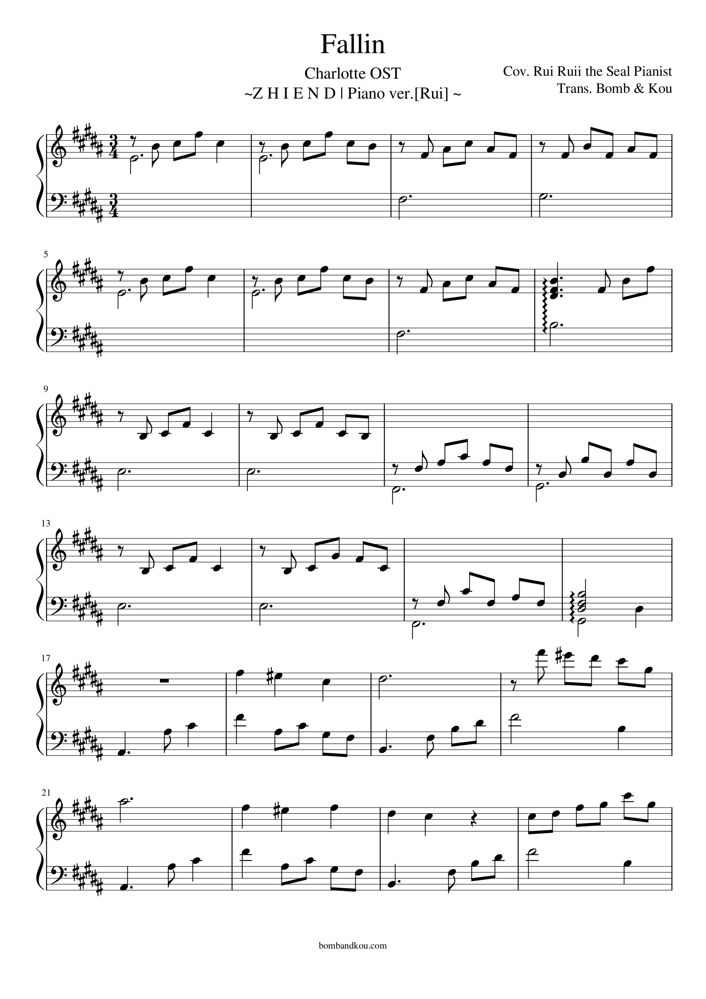 Fallin' – Charlotte sheet music | Sheethost