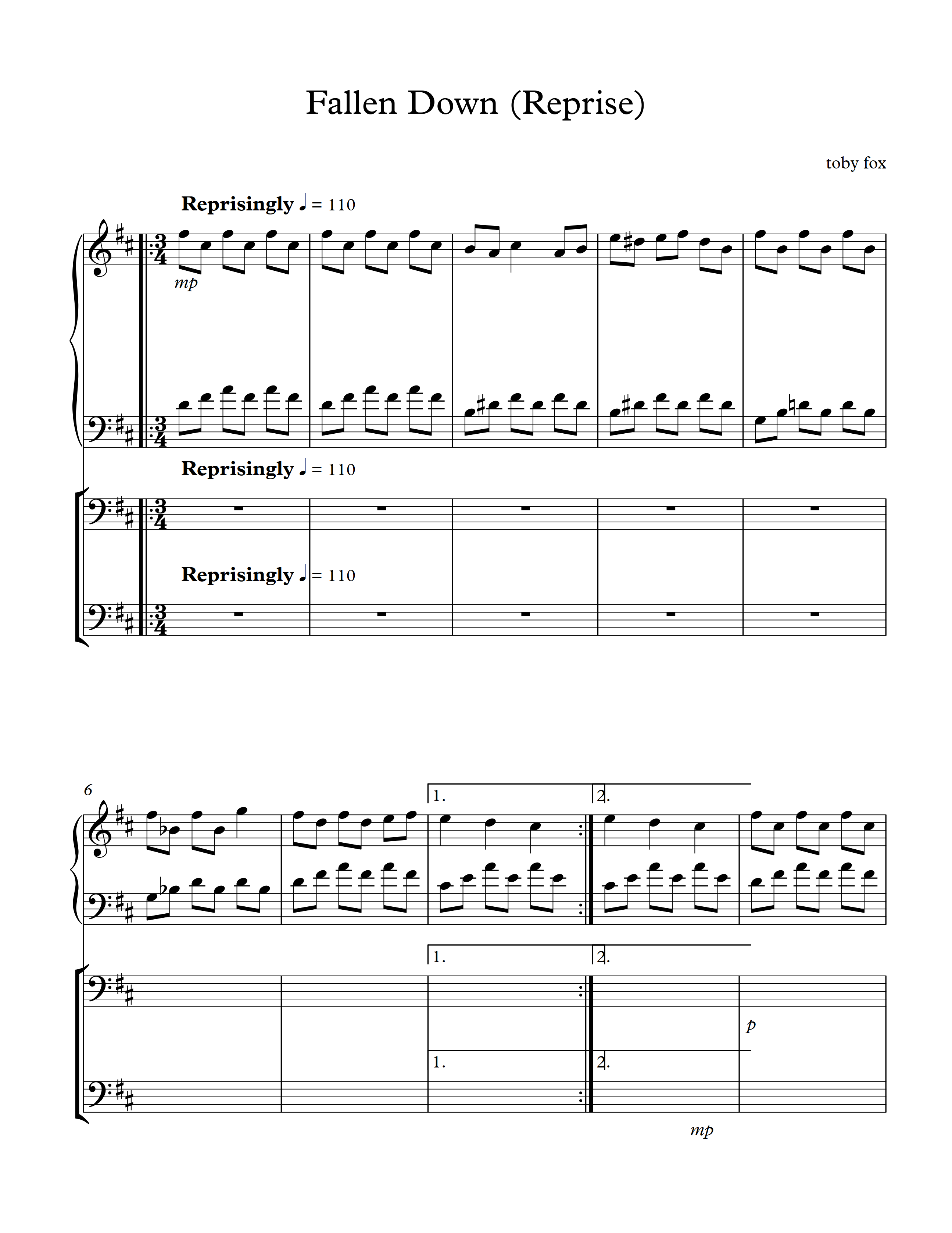 fallen down undertale piano sheet music Fallen down (reprise