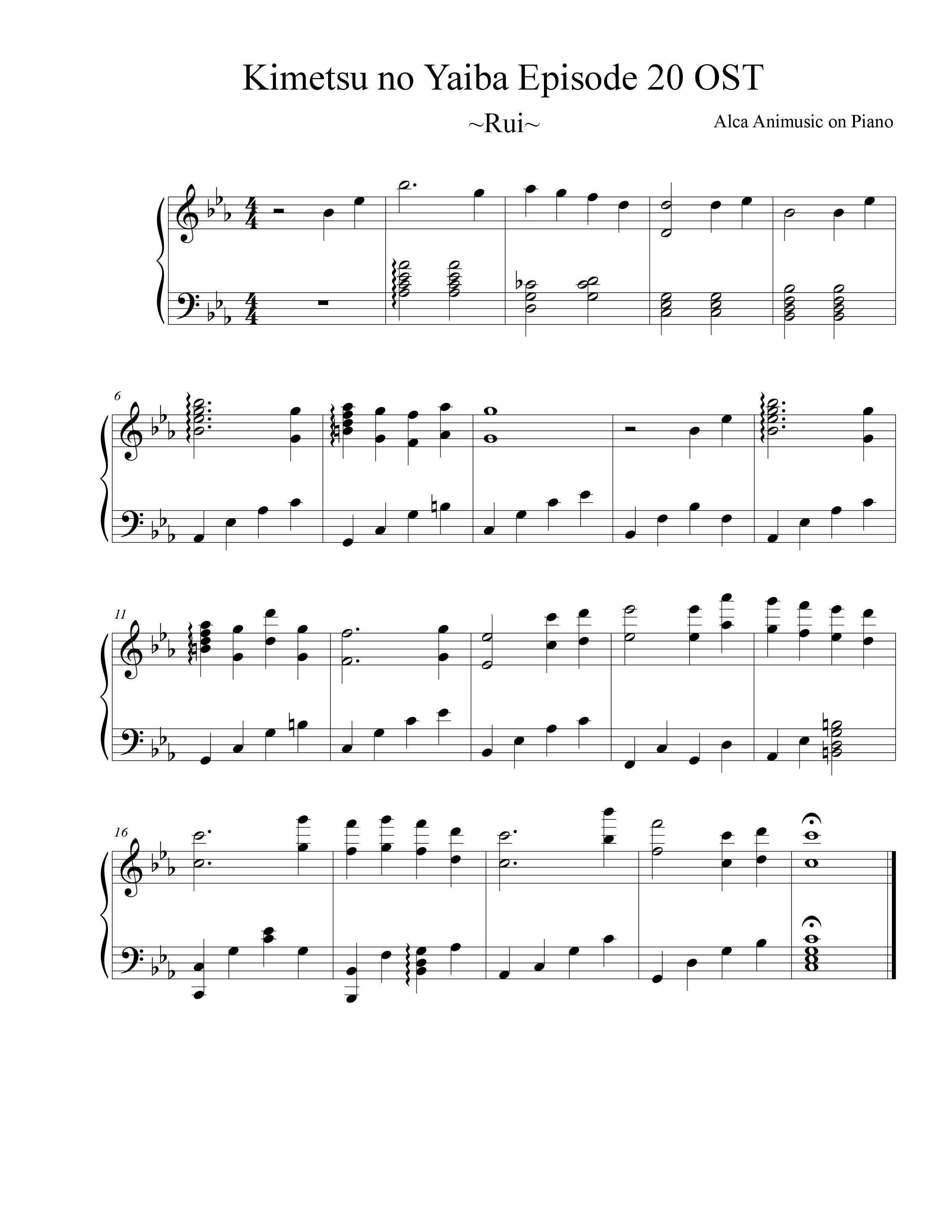Episode 20 OST Rui Demon Slayer Sheet Music Sheethost