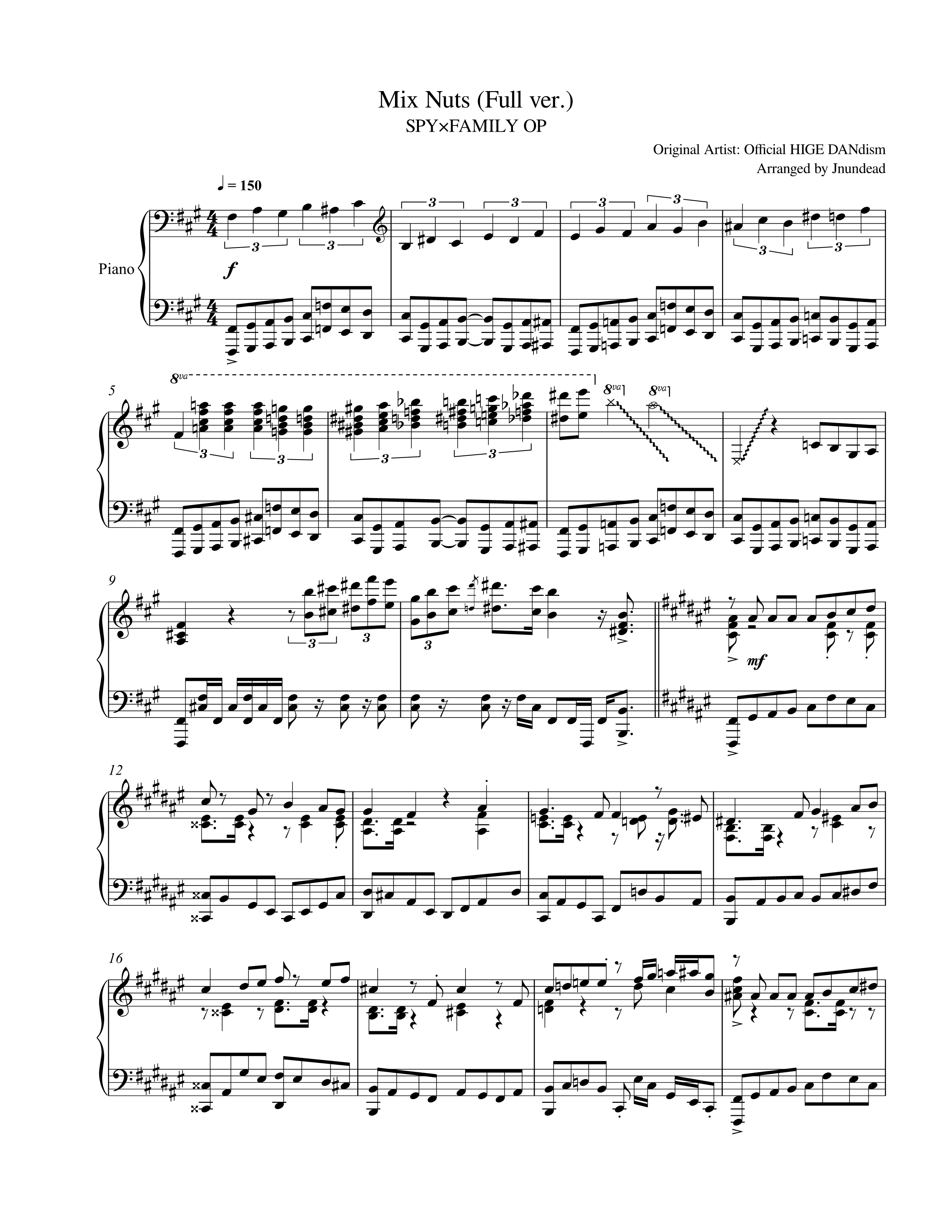 Mixed Nuts (Full ver.) Spy x Family sheet music Sheethost