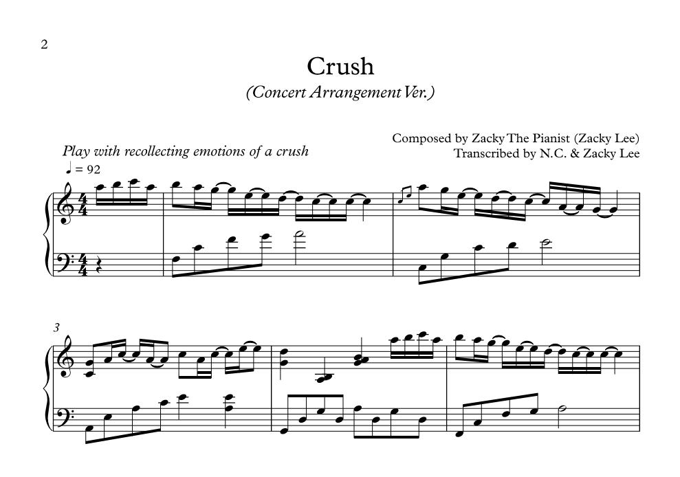 Crush My own composition sheet music Sheethost