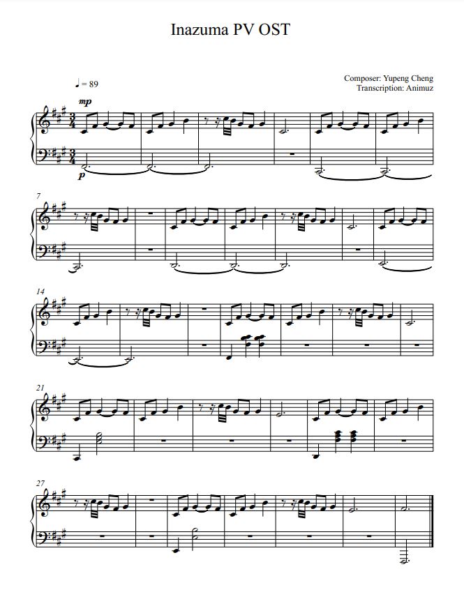 Inazuma Livestream OST Genshin Impact sheet music Sheethost