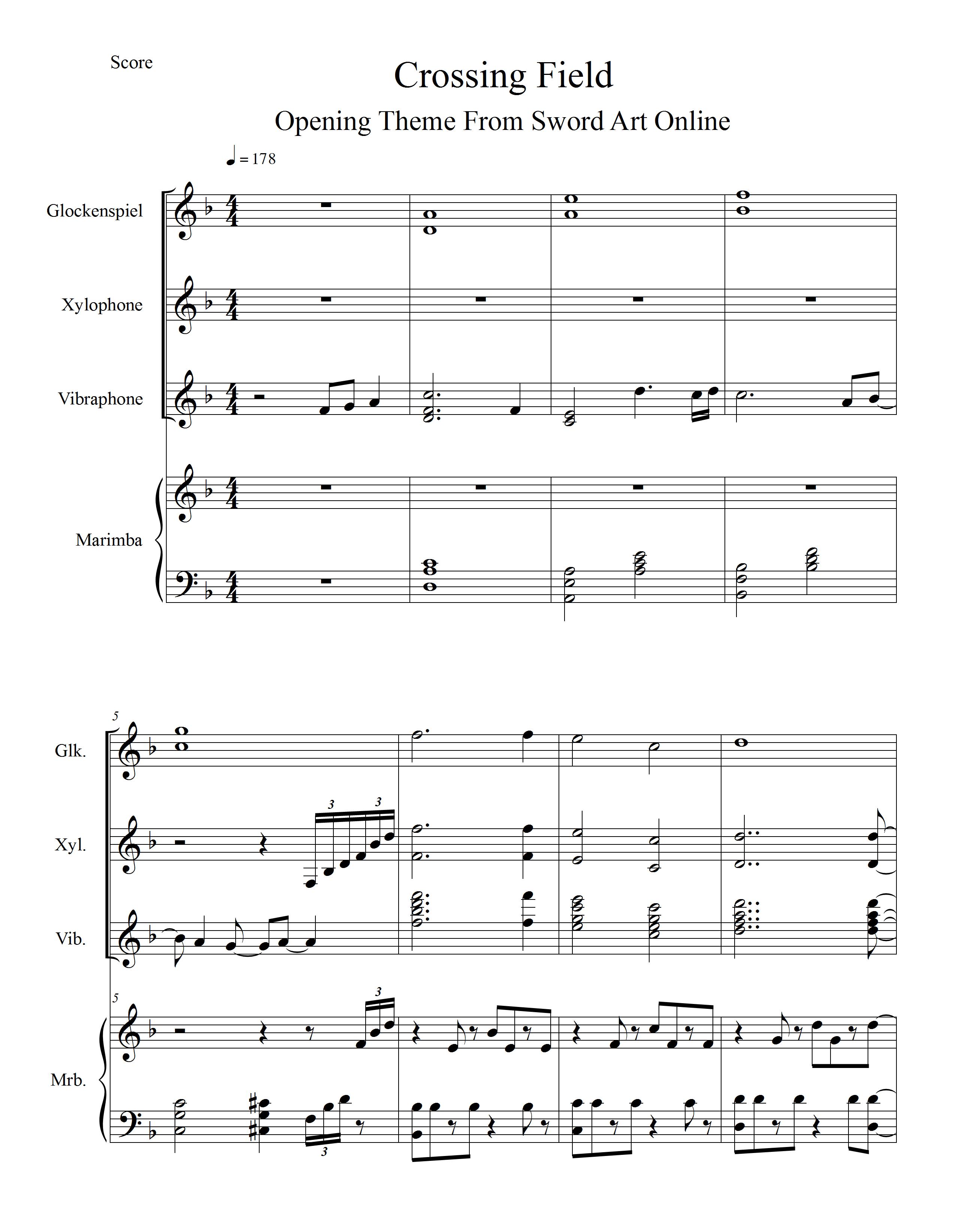 Crossing Field – Sword Art Online sheet music | Sheethost