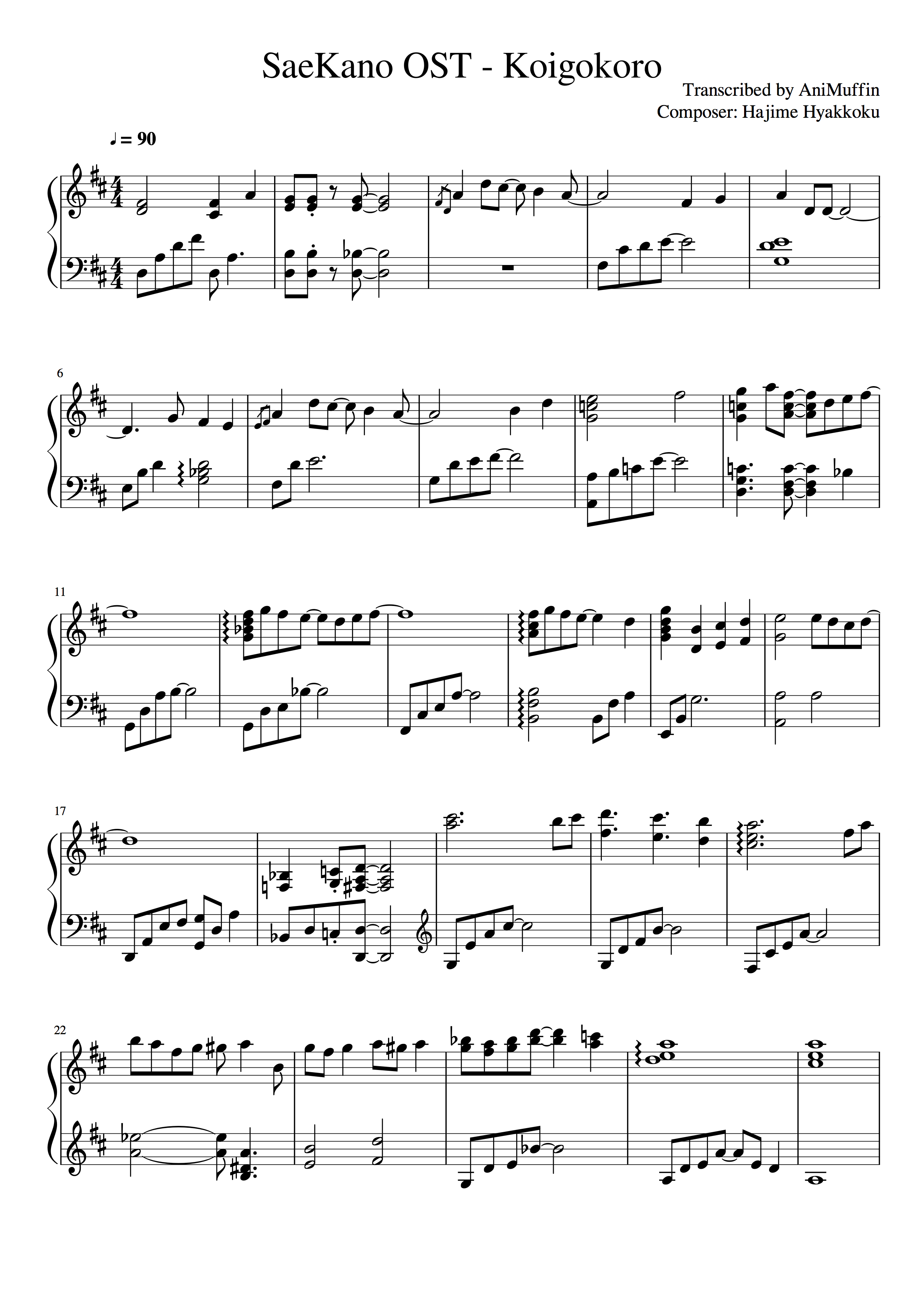 Saekano Ost Koigokoro Sheet Music Sheethost