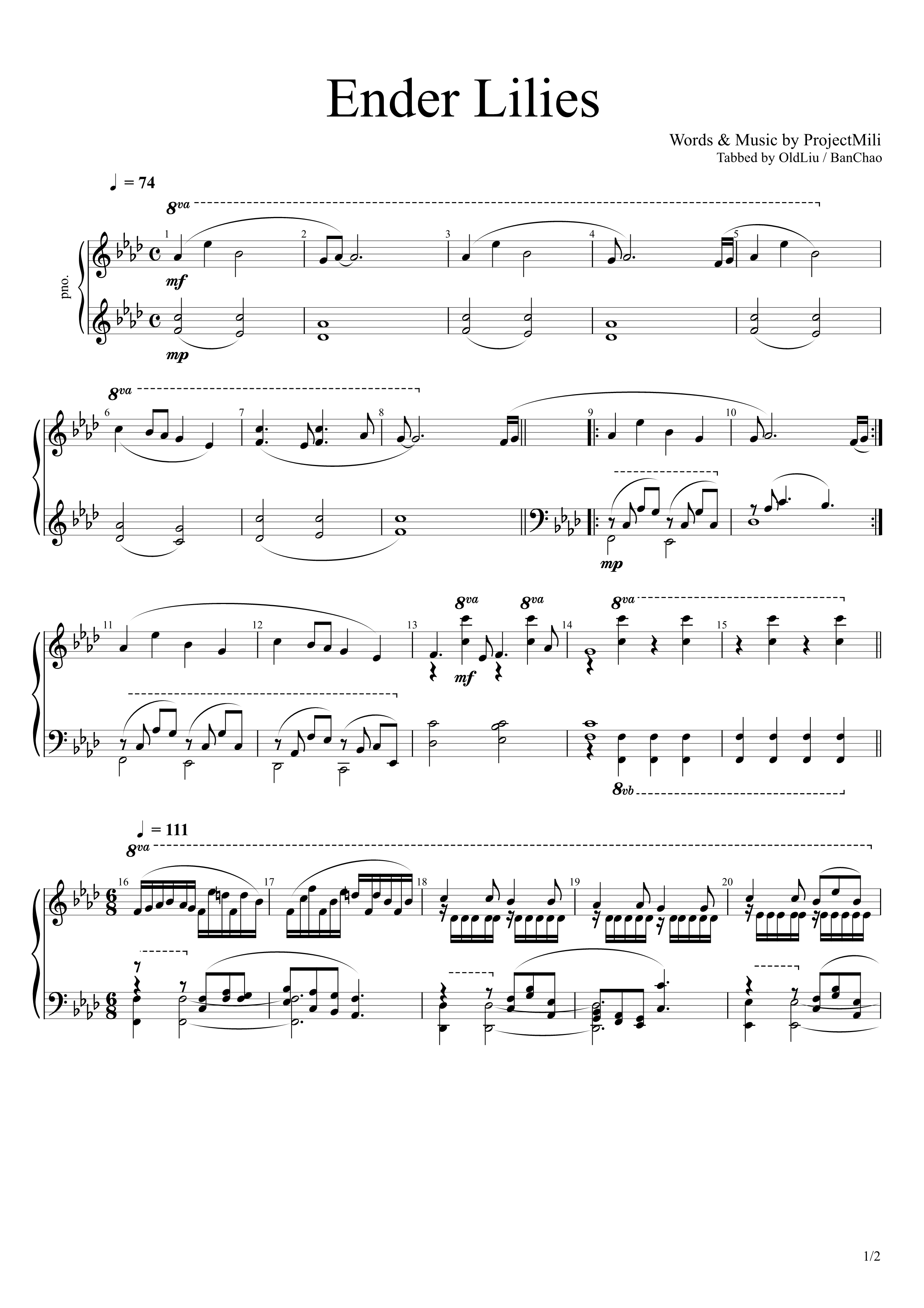 Church Boss Intro – Ender Lilies OST sheet music | Sheethost