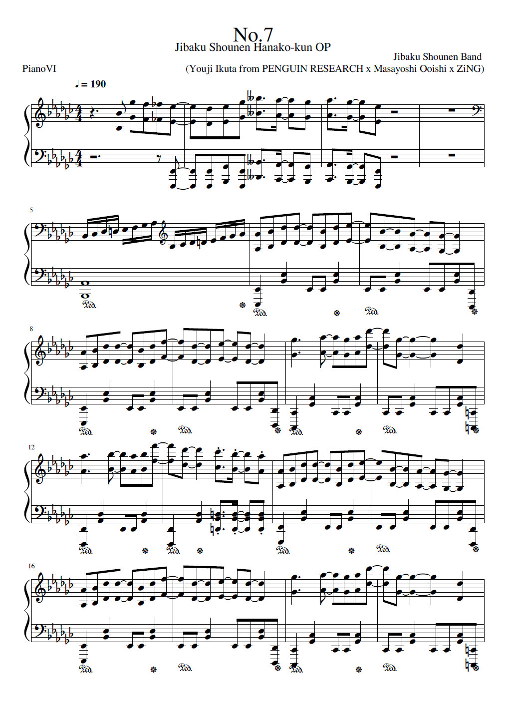 No.7 – Jibaku Shounen Hanako-kun OP sheet music | Sheethost