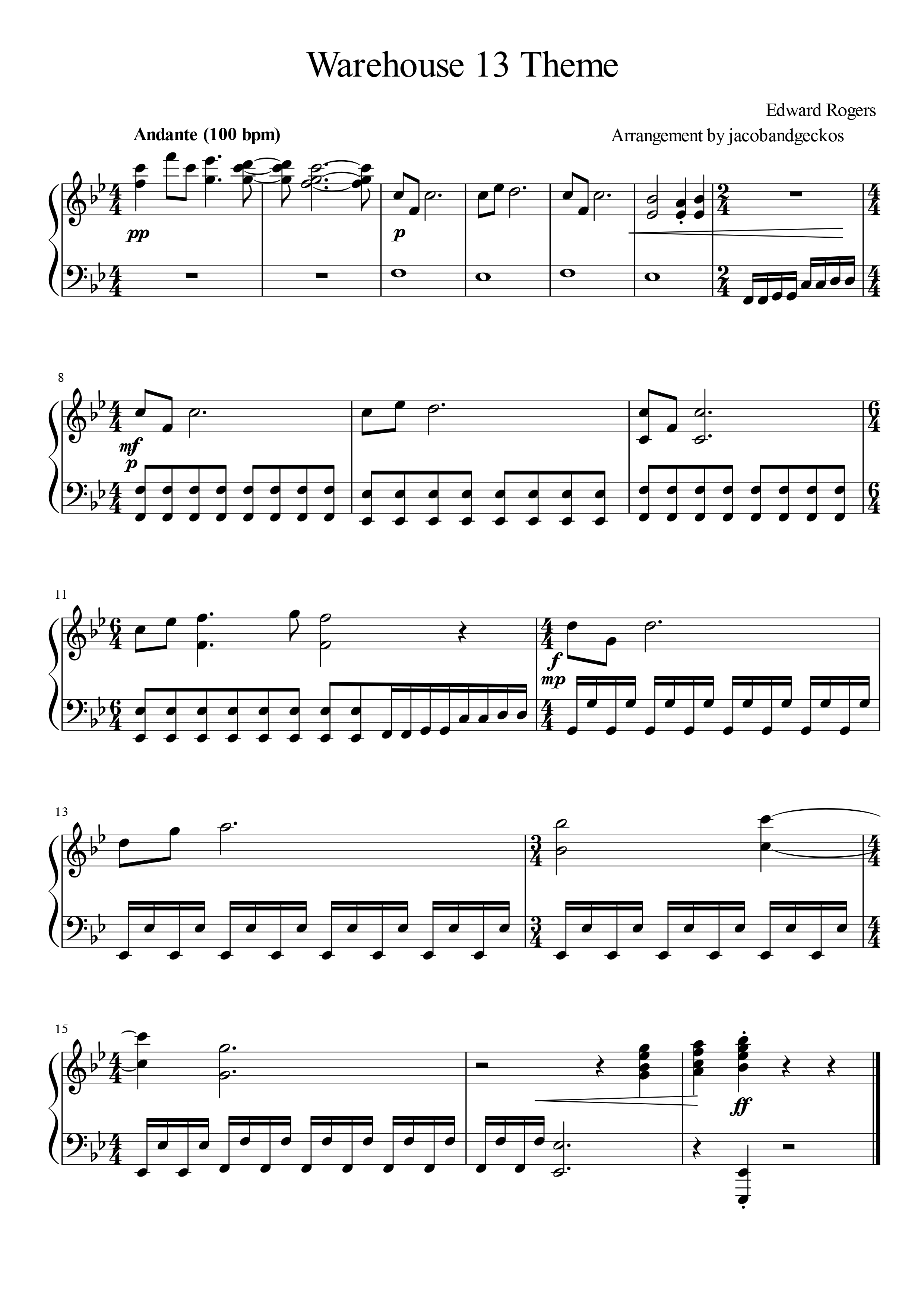 Warehouse 13 Opening Theme – Warehouse 13 sheet music | Sheethost