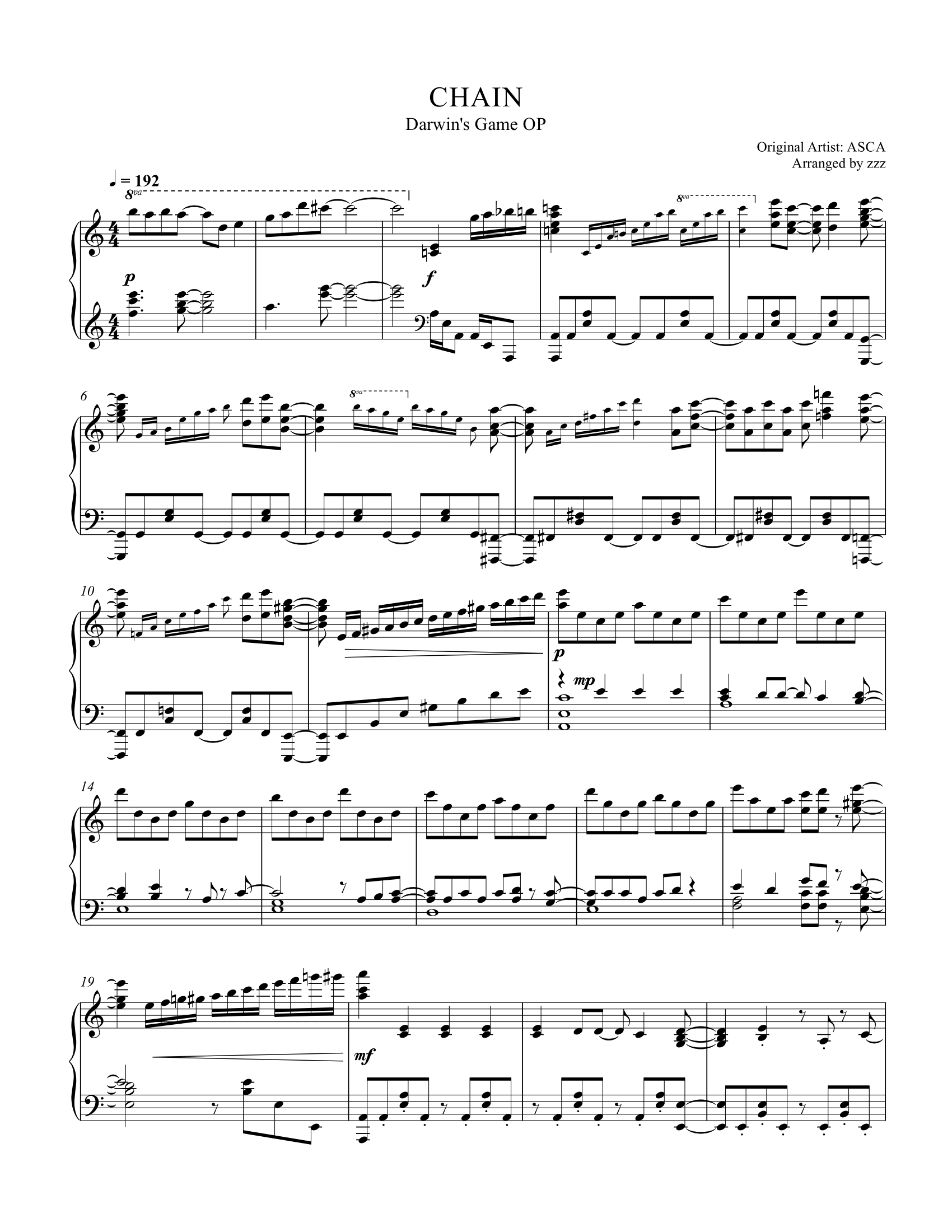 CHAIN Darwin's Game sheet music Sheethost