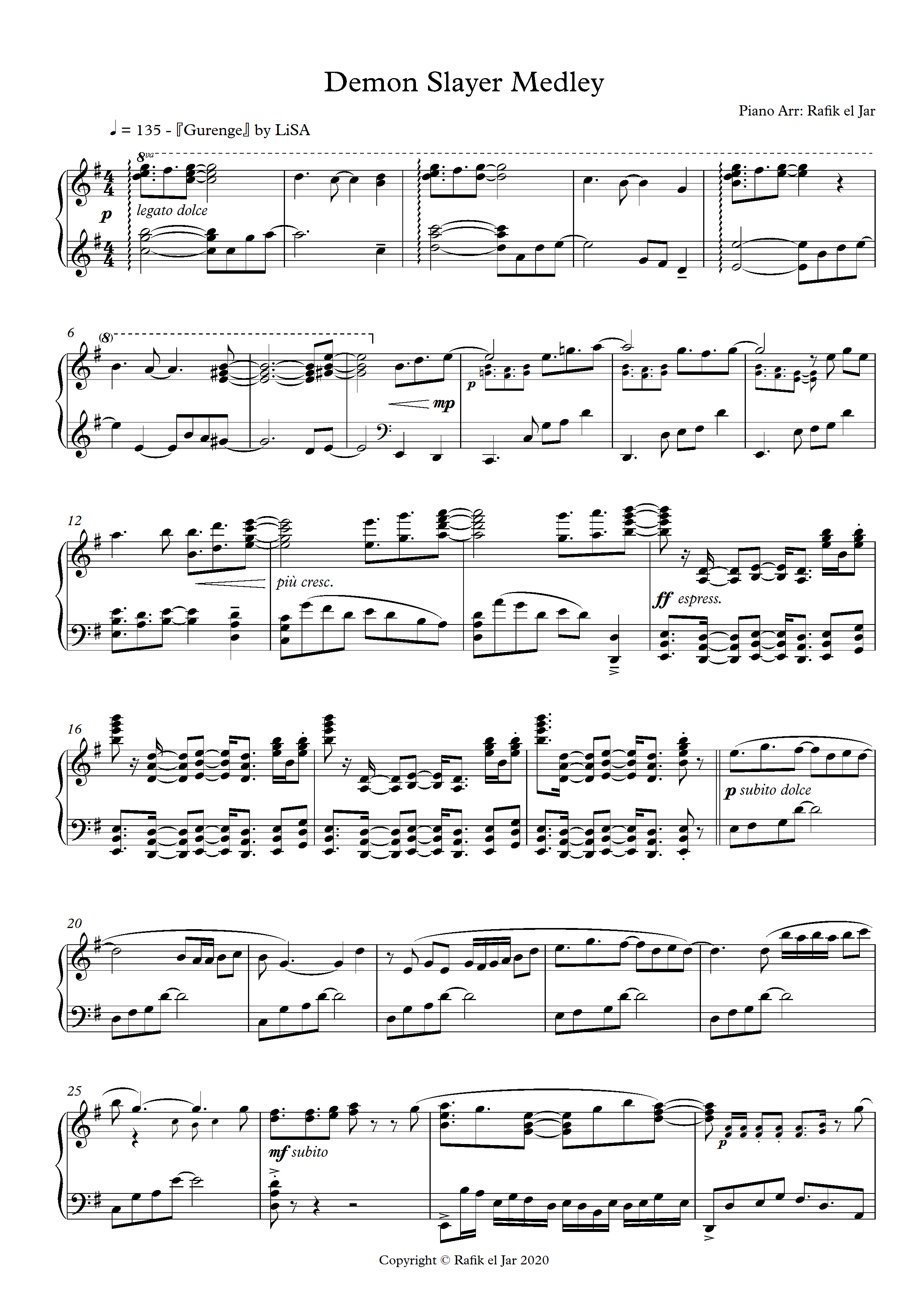Demon Slayer Medley – Demon Slayer sheet music | Sheethost