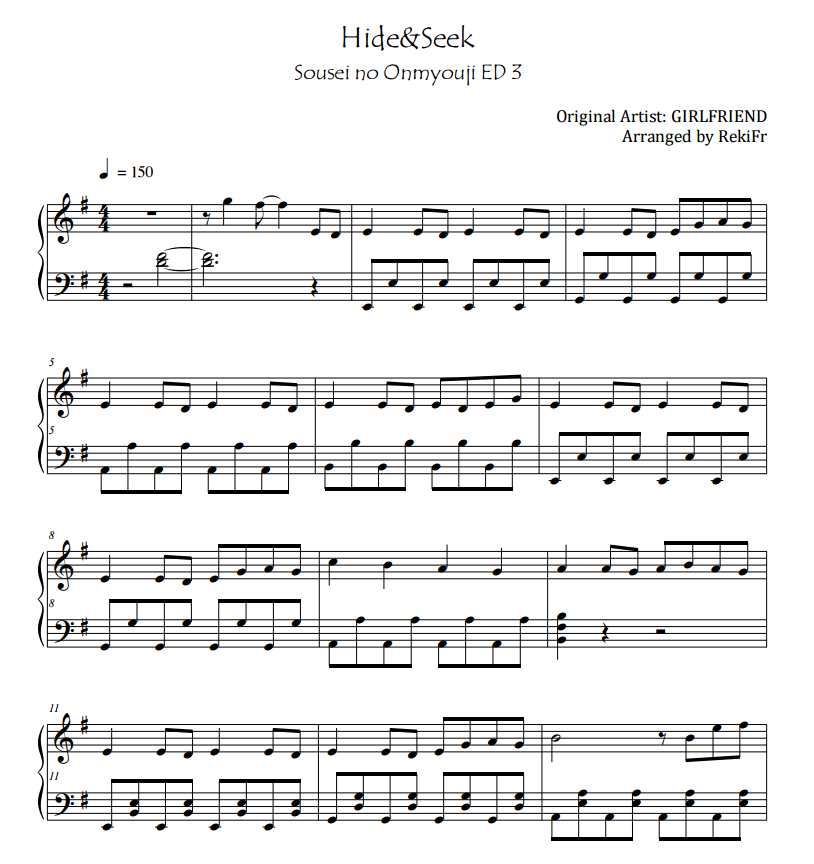 Hide& – Sousei No Onmyouji Sheet Music | Sheethost