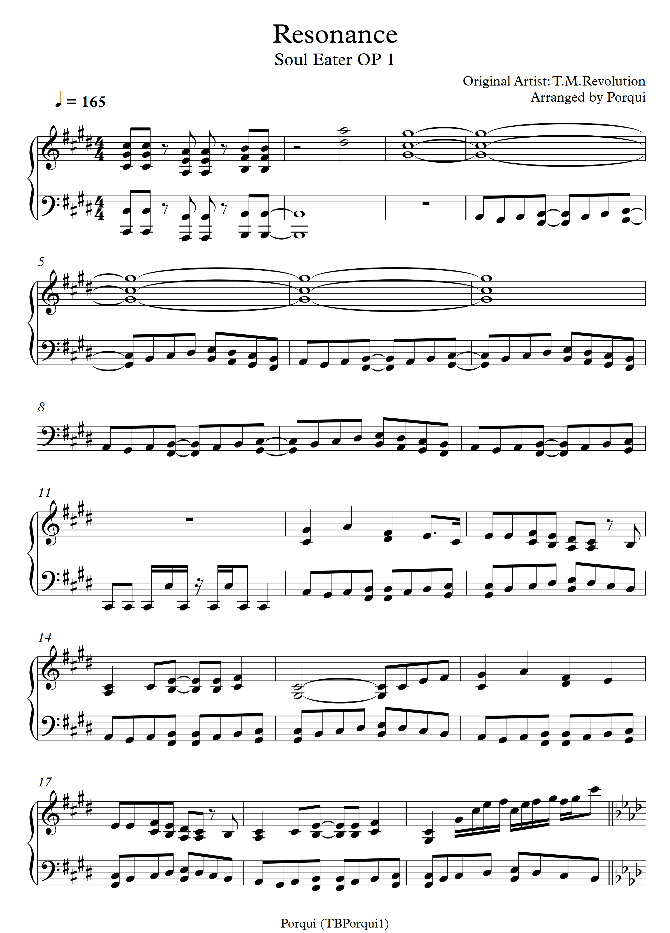 Resonance – Soul Eater sheet music | Sheethost