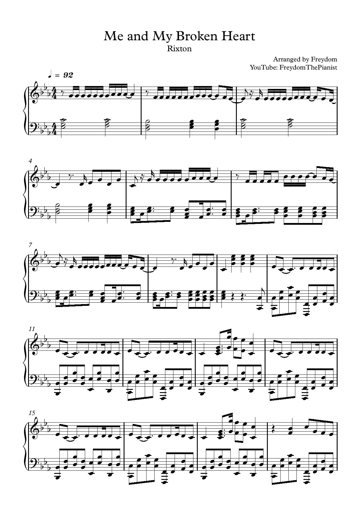 Me and My Broken Heart Rixton sheet music Sheethost