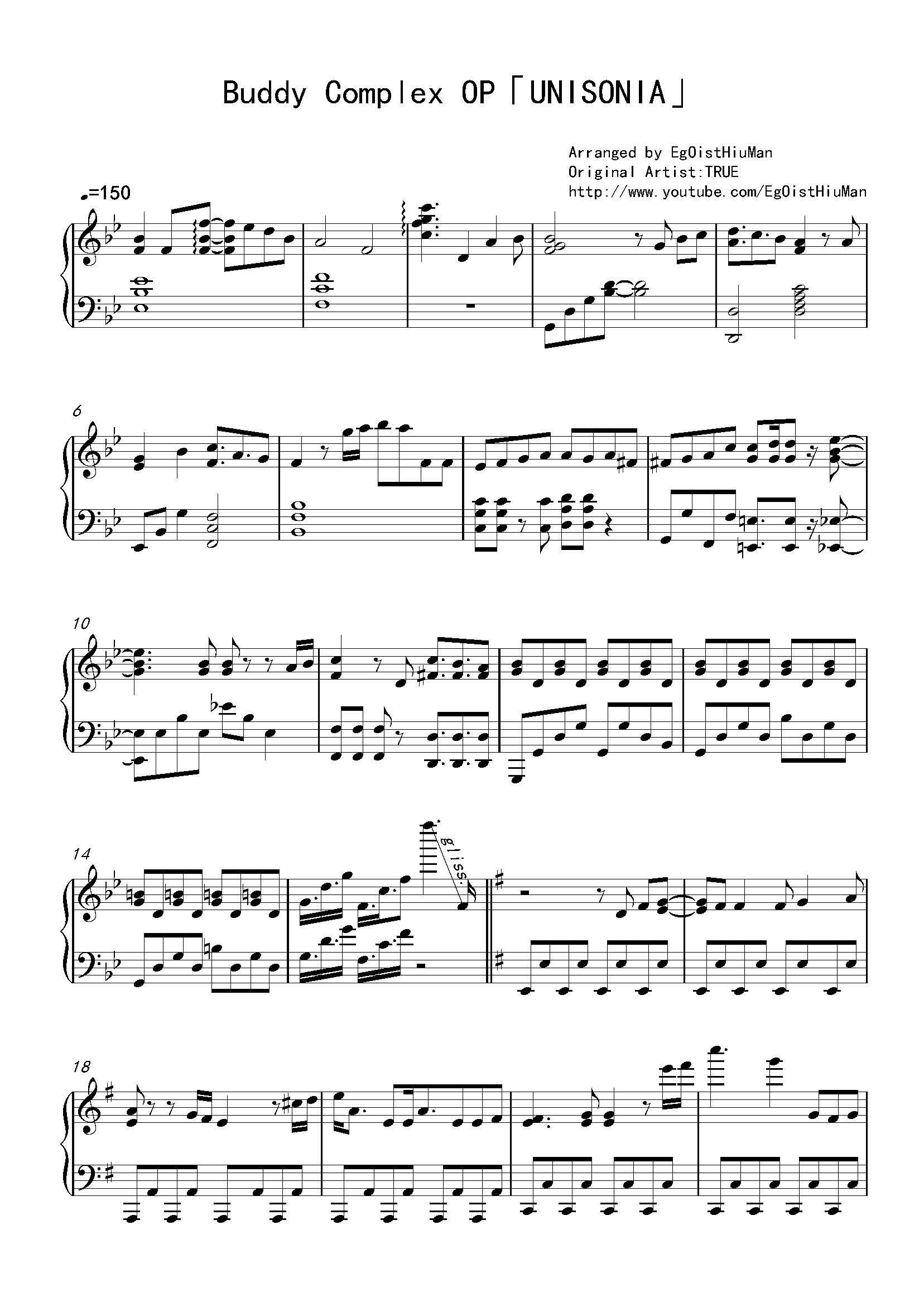 UNISONIA – Buddy Complex sheet music | Sheethost